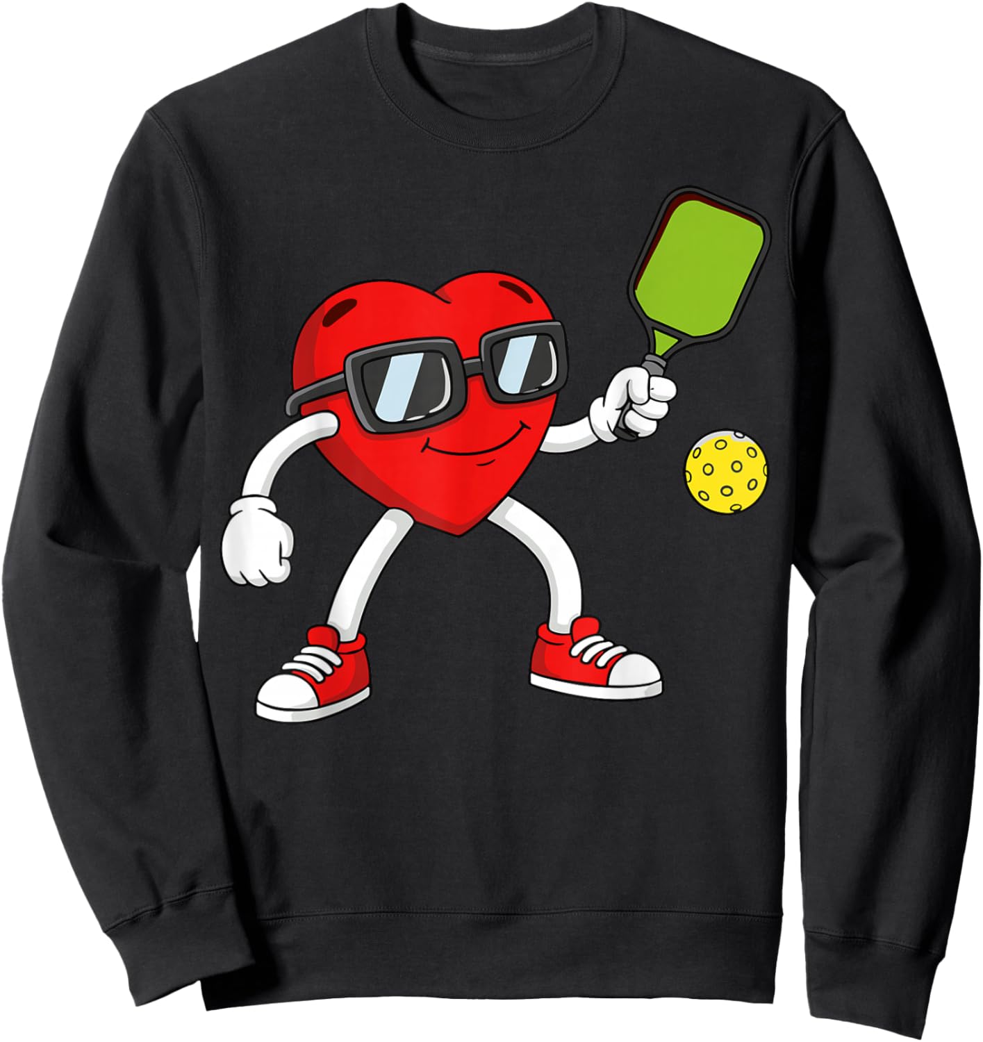 Pickleball Heart Valentine Day Cute Love Sweatshirt - Sweatshirt | Black
