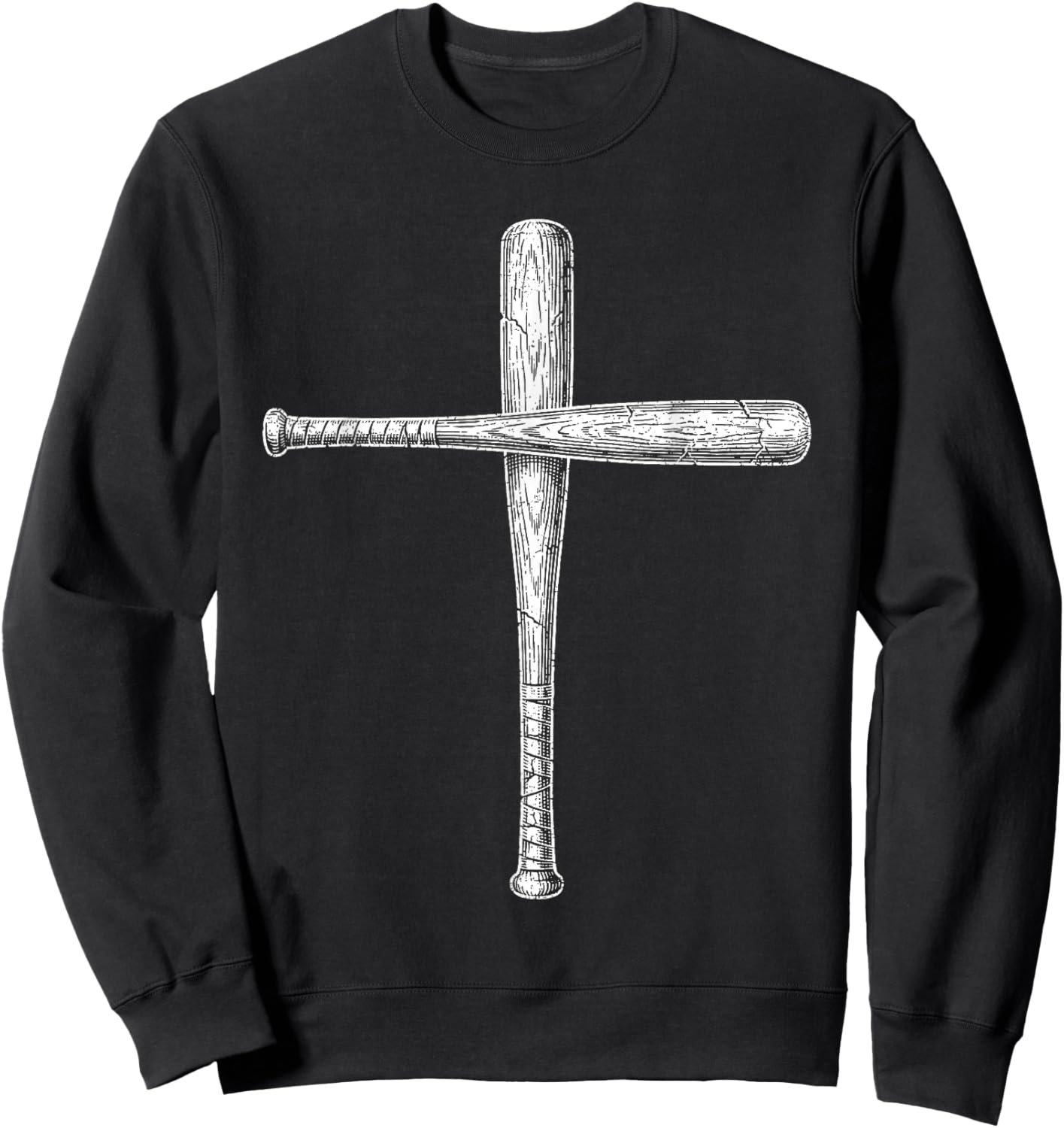 Cross Subtle Minimalist Christian Baseball Bats Faith Sports Sweatshirt - Sweatshirt | Black