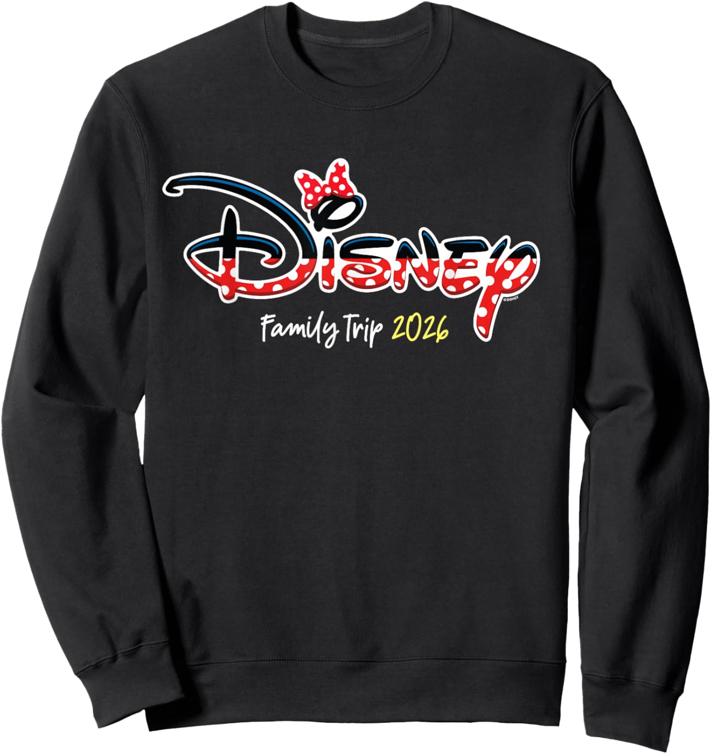 Disney Minnie Mouse Script Logo Family Trip 2026 Vacation Sweatshirt - Sweatshirt | Black