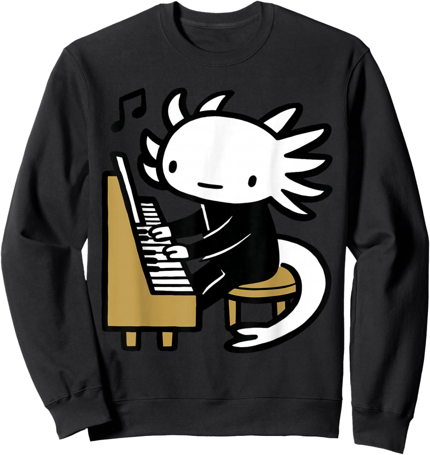 Axolotl Piano Player Cartoon Graphic Sweatshirt - Sweatshirt | Black