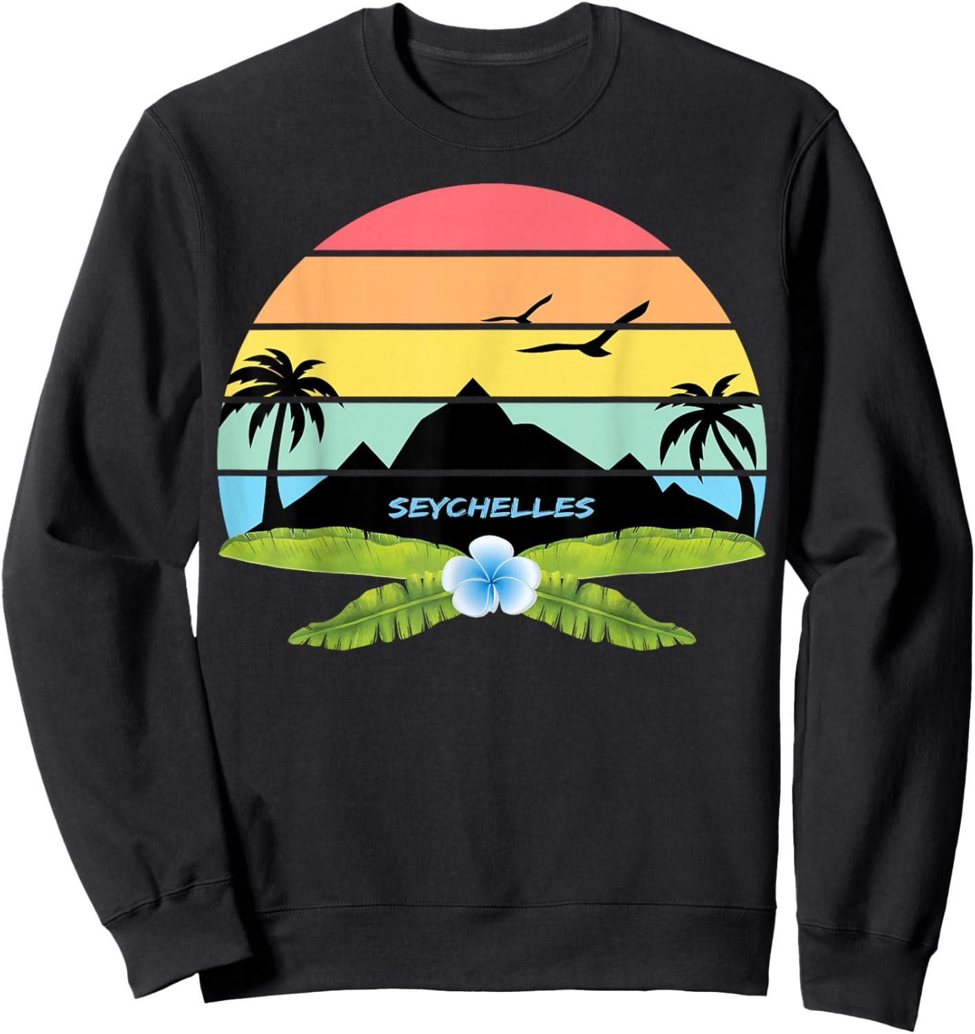 Seychelles Palm Trees Memory Island Praslin Beach Souvenir Sweatshirt - Sweatshirt | Black