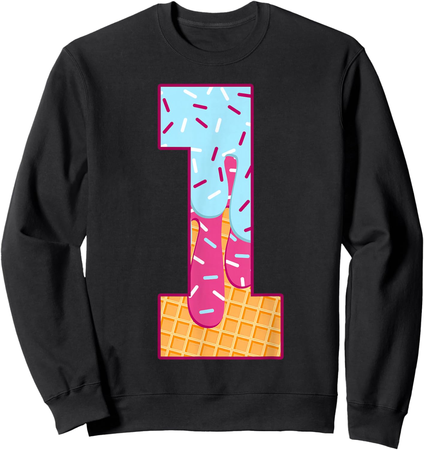 Number 1 Ice Cream Drip Matching Numbers Costume Meme Sweatshirt - Sweatshirt | Black