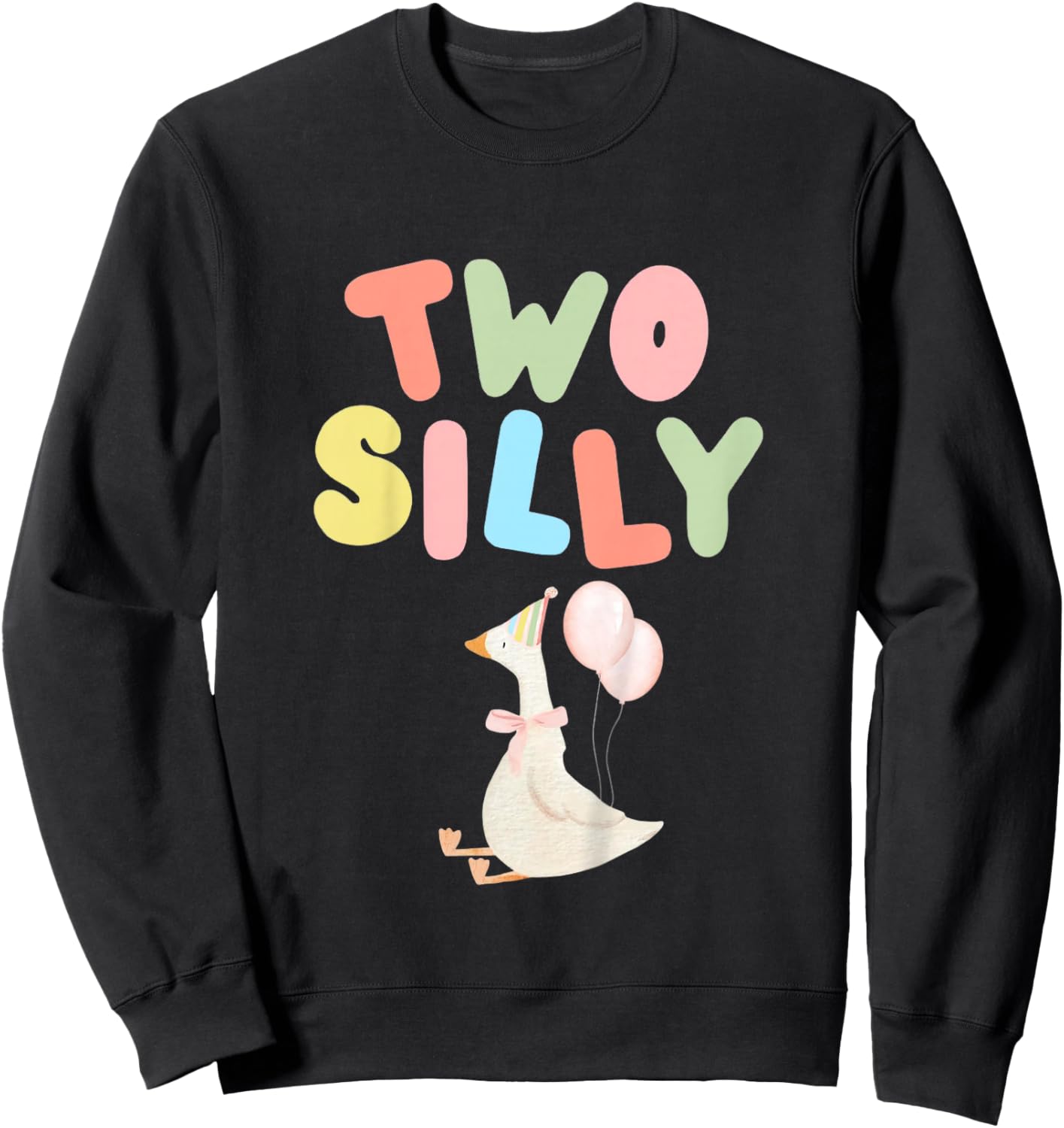 Two Silly 2nd Birthday Goose 2 Year Old Girl Second Bday Sweatshirt - Sweatshirt | Black