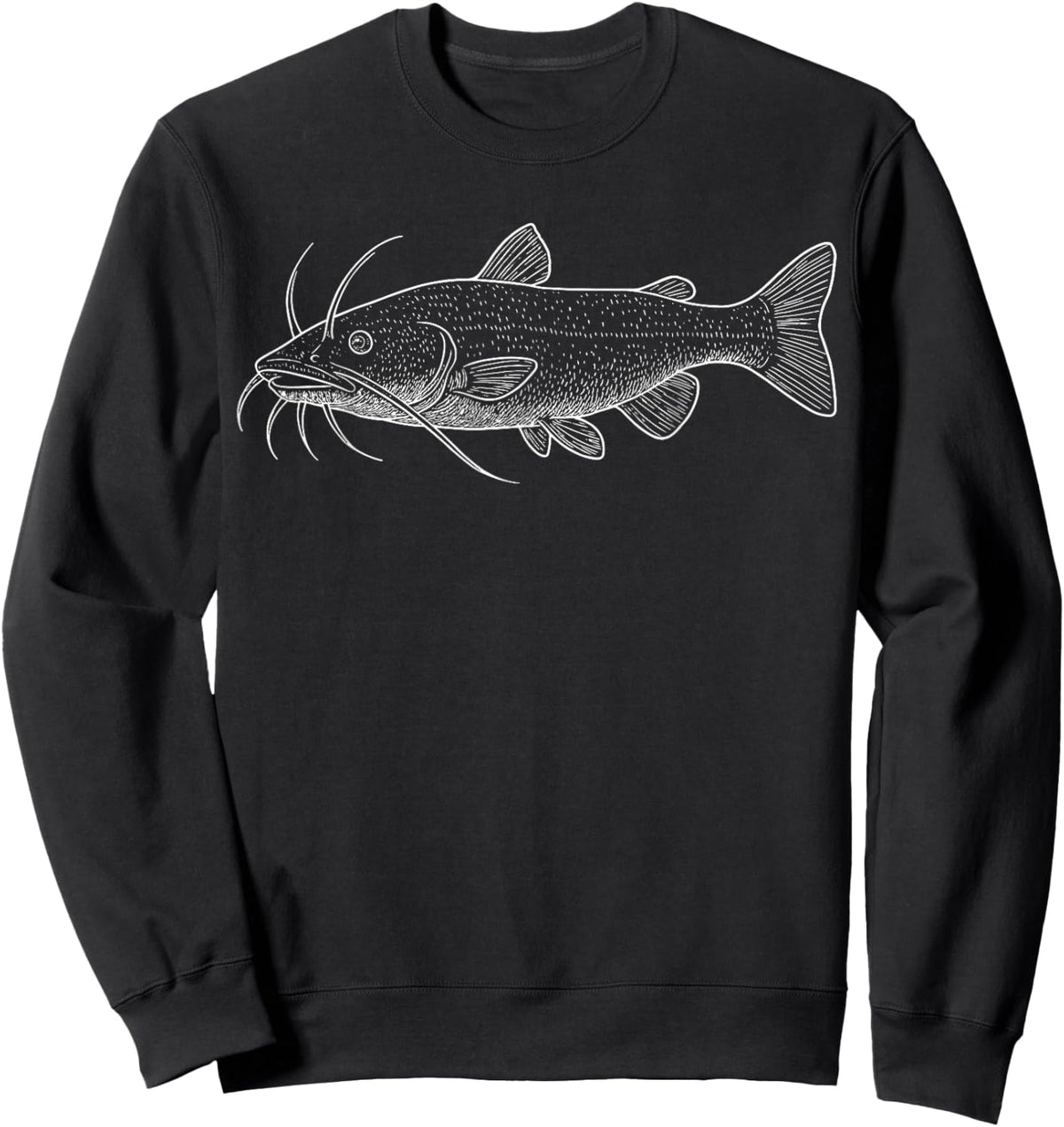 Catfish Illustration Fishing Fisher Sweatshirt - Sweatshirt | Black