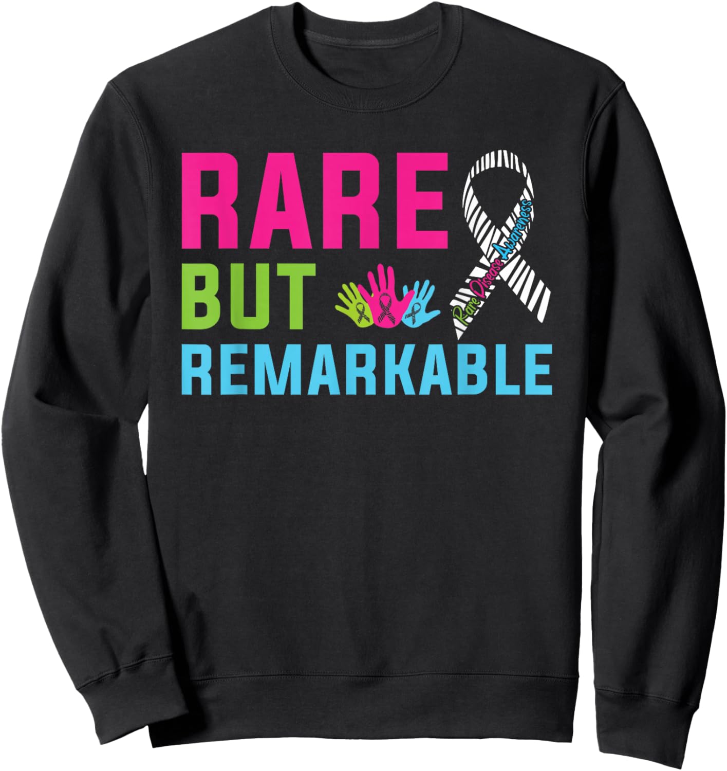 Rare Disease Awareness Day 2026 Rare Remarkable Zebra Ribbon Sweatshirt - Sweatshirt | Black