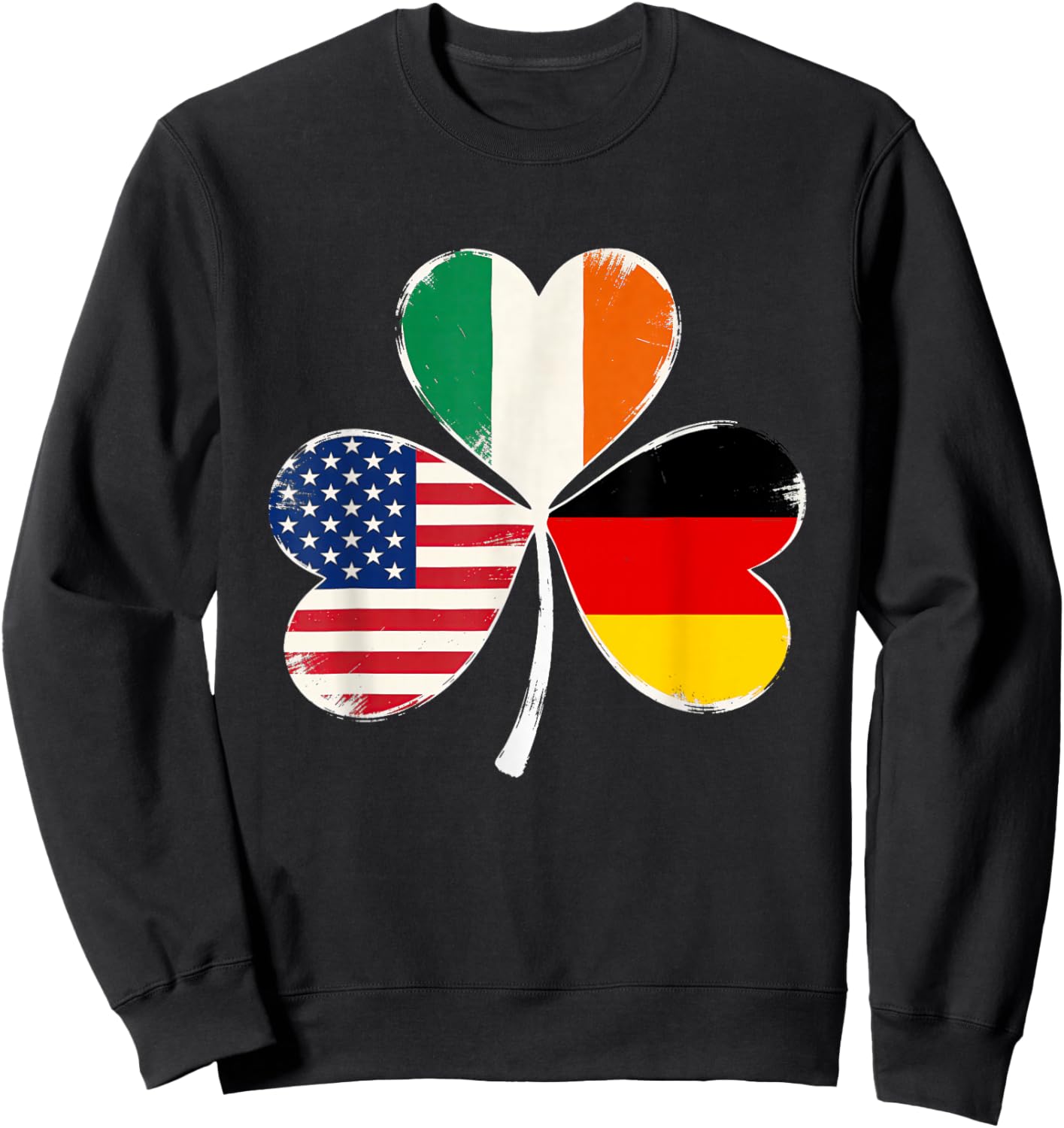 Irish American German Flag Shamrock St Patricks Day Lucky Sweatshirt - Sweatshirt | Black