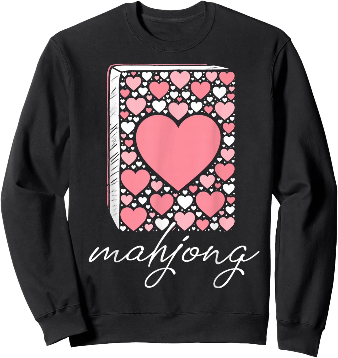 Mahjong Heart Love Mah-Jong Lover Valentine Sweatshirt - Sweatshirt | Black