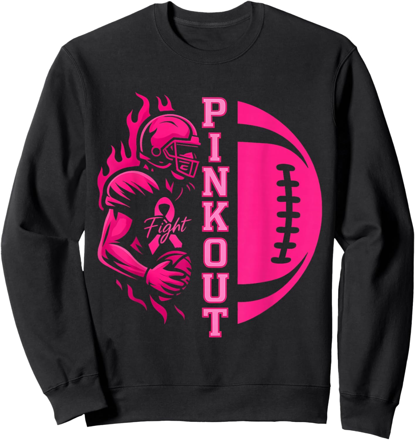 Pink Out Tackle Football Breast Cancer Awareness Men Boys Sweatshirt - Sweatshirt | Black