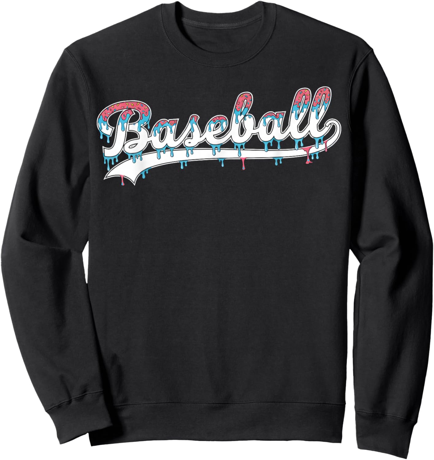 Baseball Ice Cream Drip Boys and Girls Batter Game Day Sweatshirt - Sweatshirt | Black