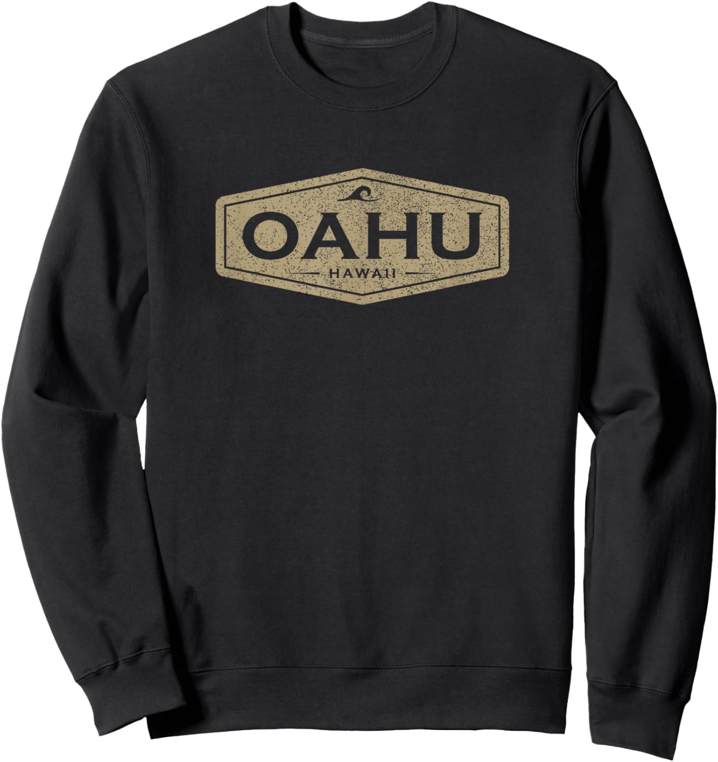 Oahu Hawaii Souvenir Vacation Vintage Waves Sweatshirt - Sweatshirt | Black