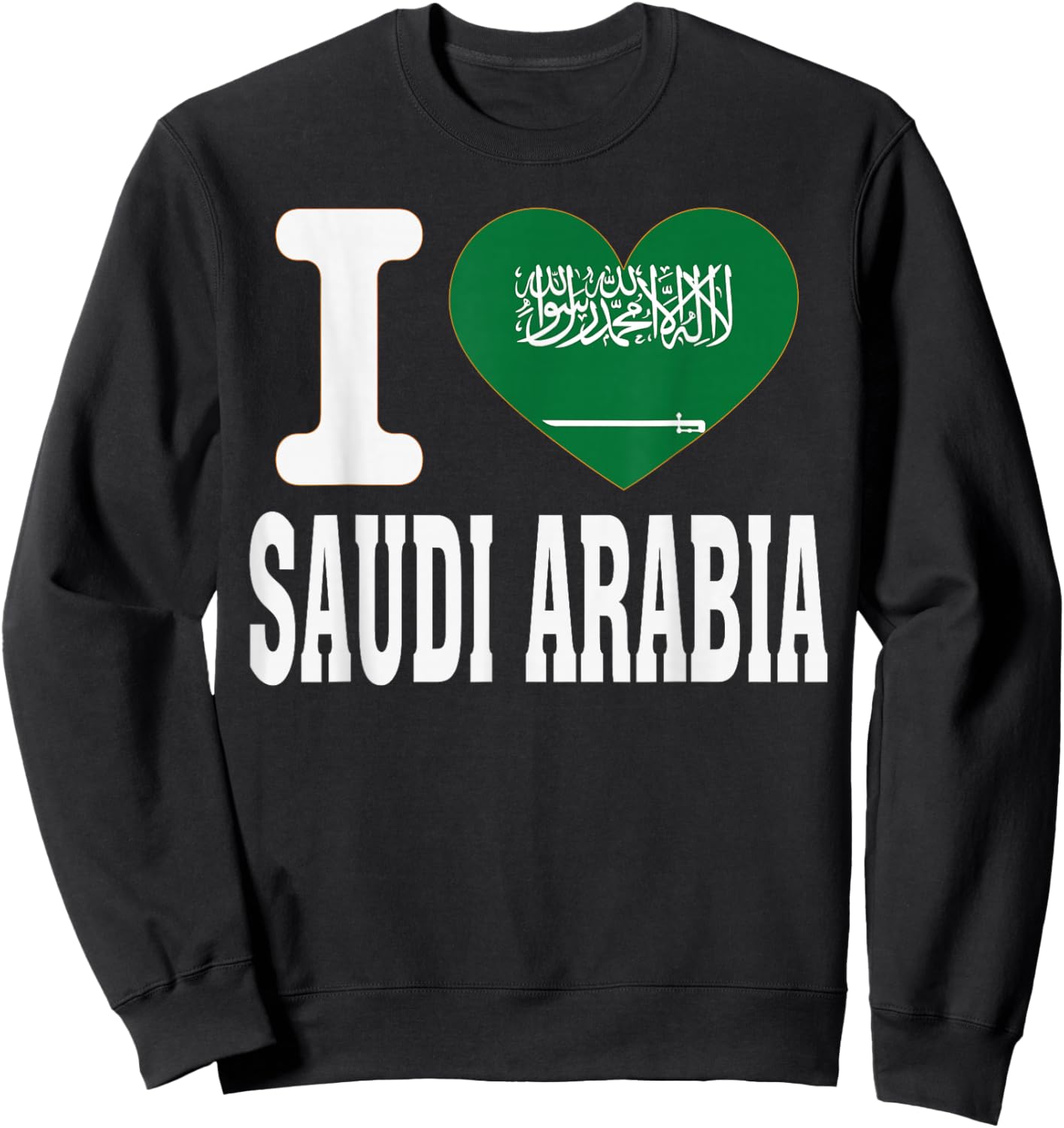 I Love Saudi Arabia Heart Souvenir Lovers Pride Travel Sweatshirt - Sweatshirt | Black