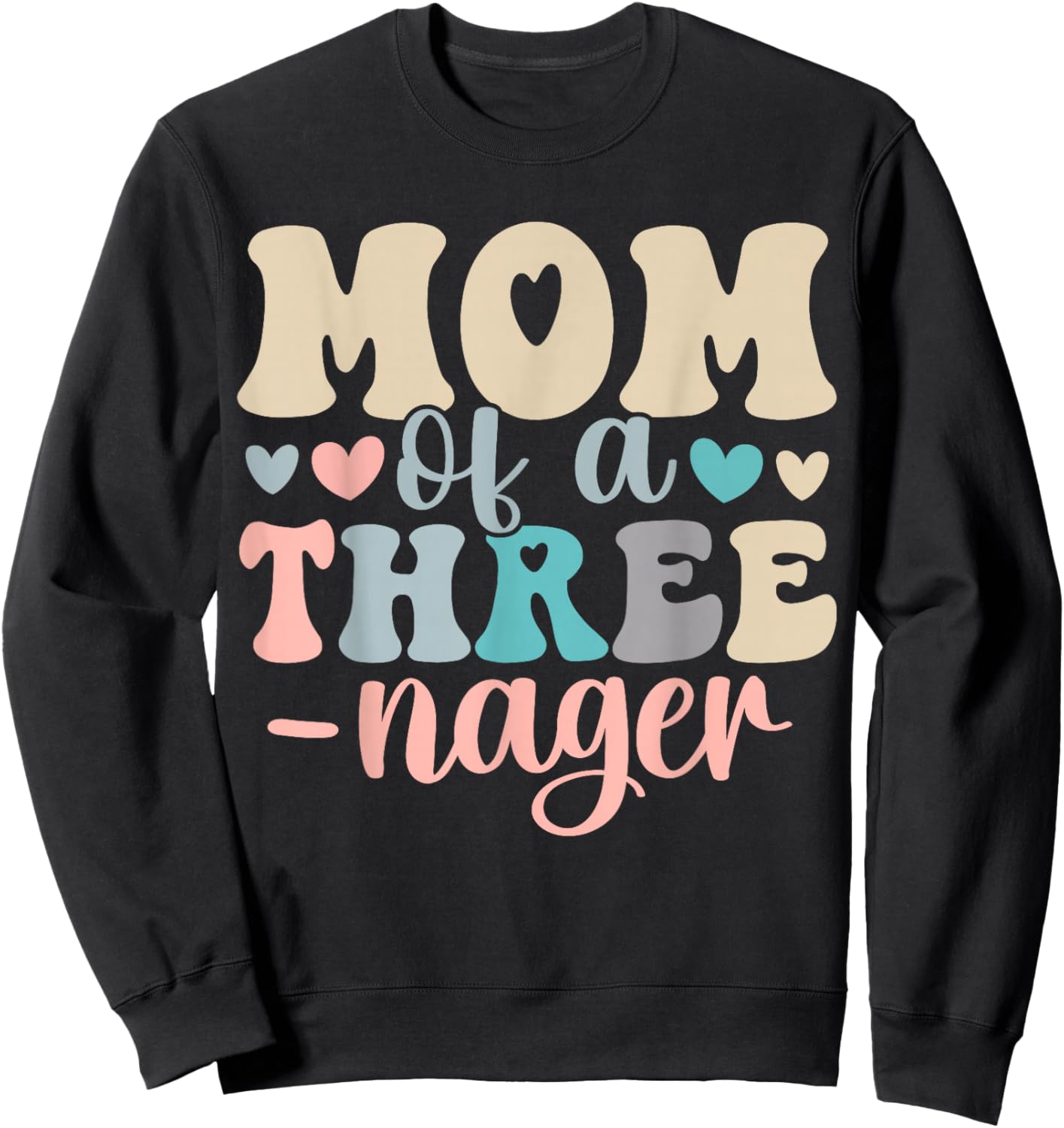 Mom of A Threenager 3rd Birthday Matching Family Boho Sweatshirt - Sweatshirt | Black