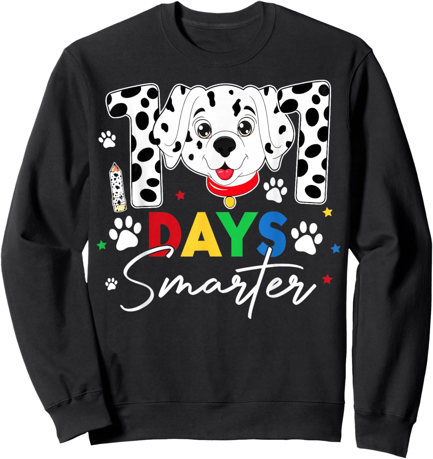 100 Days of School Smarter Dalmatian Dog Teachers Boys Kids Sweatshirt - Sweatshirt | Black