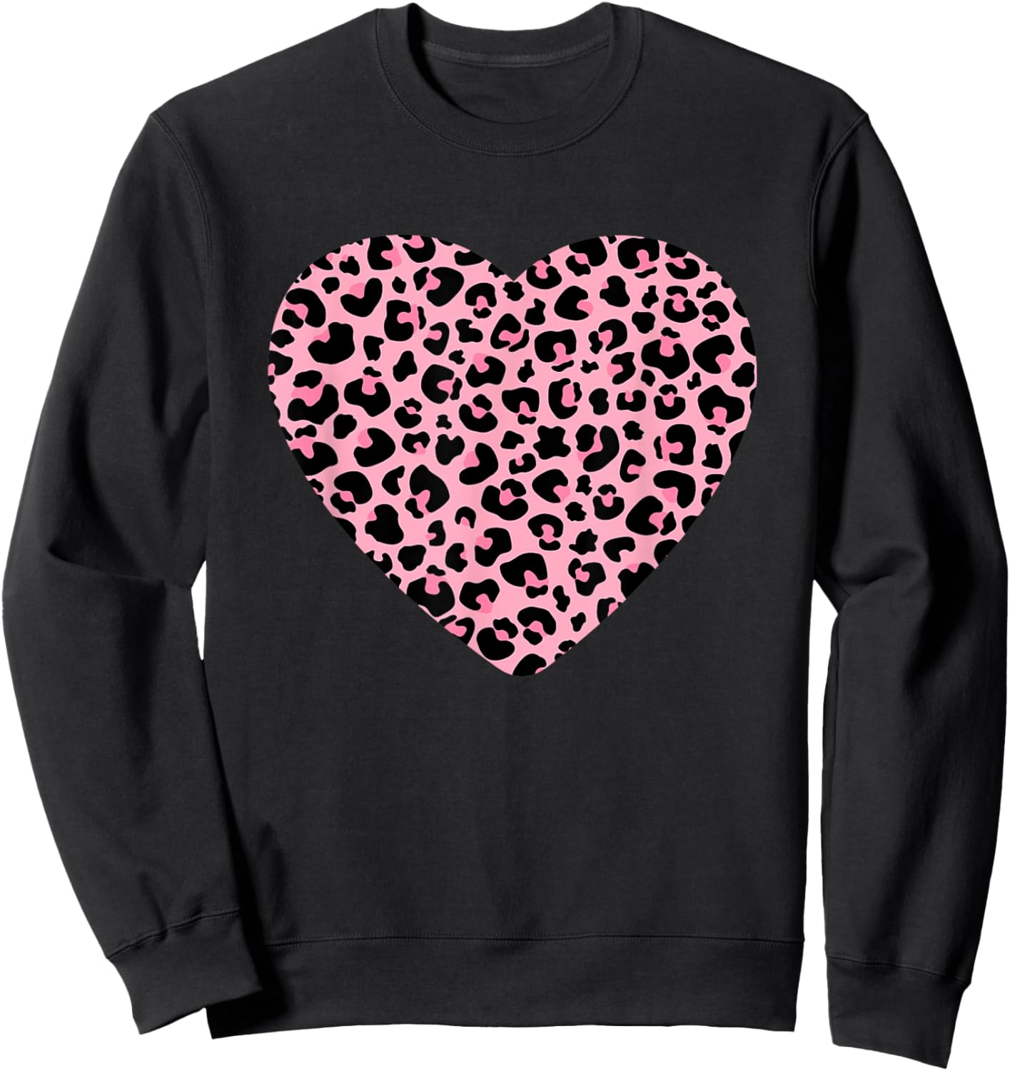 Leopard Cheetah Print Heart Pink Love Cute Girls & Sweatshirt - Sweatshirt | Black