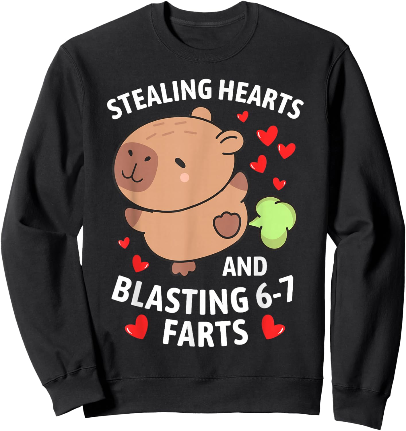 67 Meme Stealing Hearts Valentine's Day Capybara Kids Boys Sweatshirt - Sweatshirt | Black