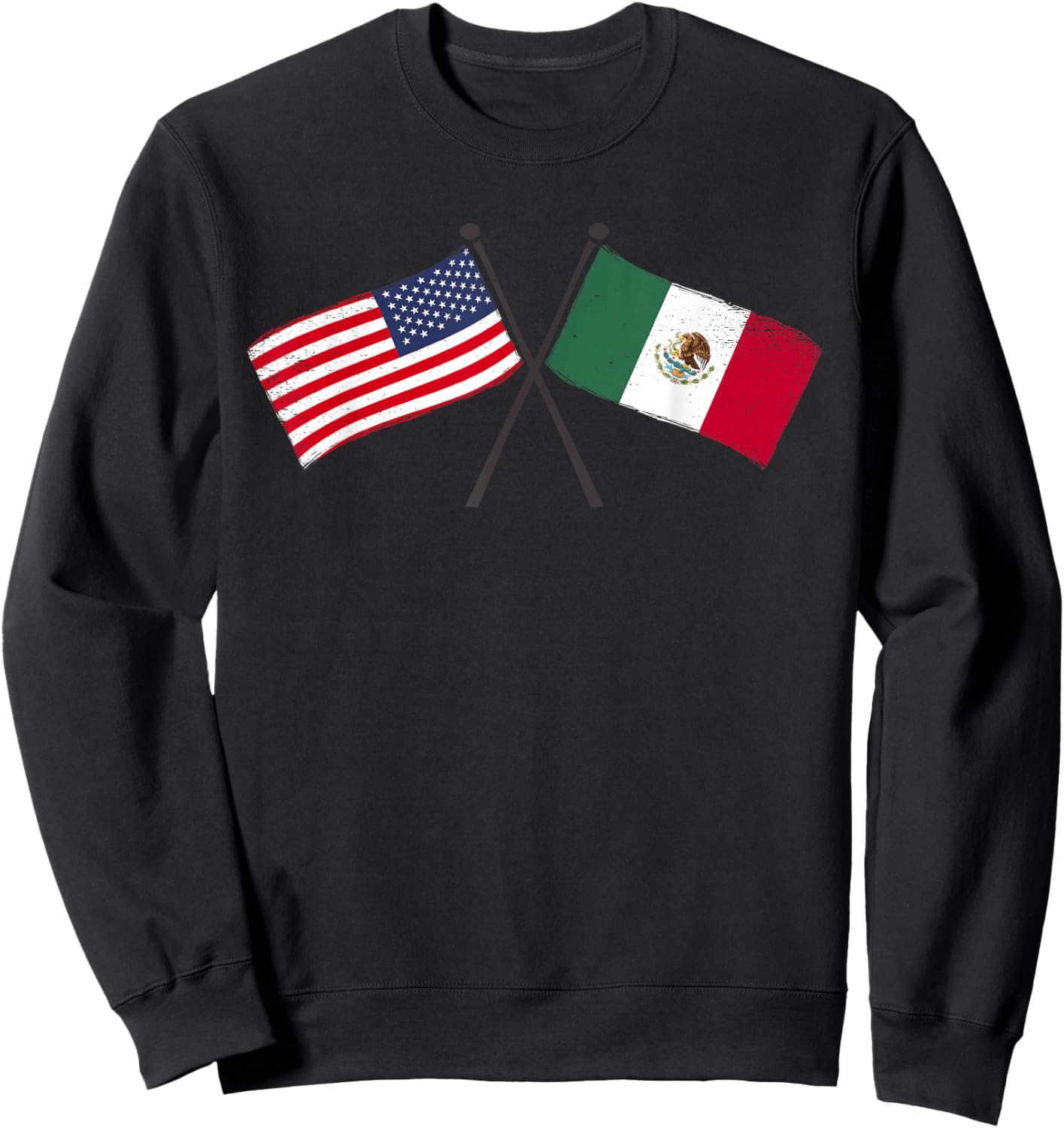 USA Mexico Crossed Flags American Mexican Friendship Sweatshirt - Sweatshirt | Black