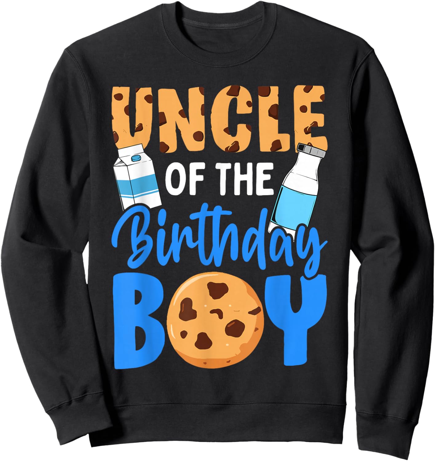 Uncle of The Birthday boy Milk and Cookies 1st Birthday Sweatshirt - Sweatshirt | Black