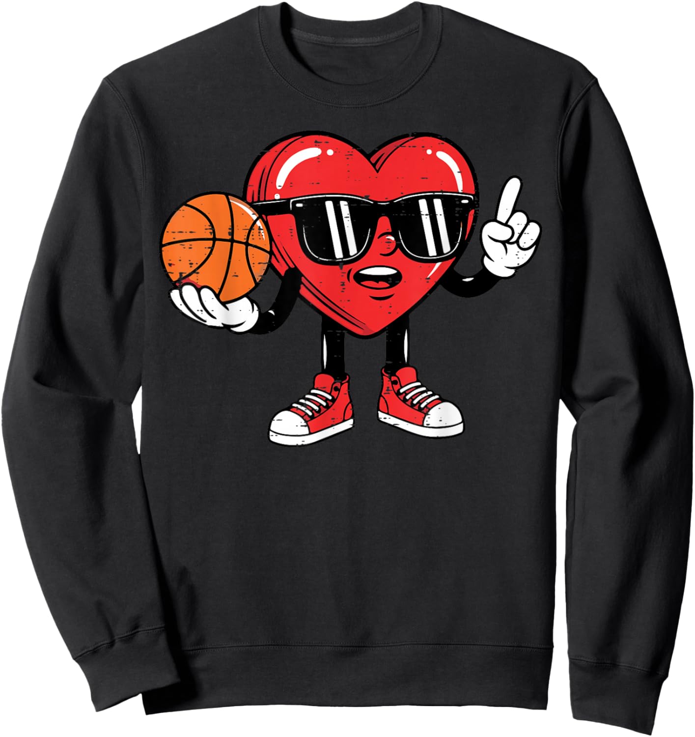 Valentines Day Basketball Heart Sports Coach Men Boys Kids Sweatshirt - Sweatshirt | Black