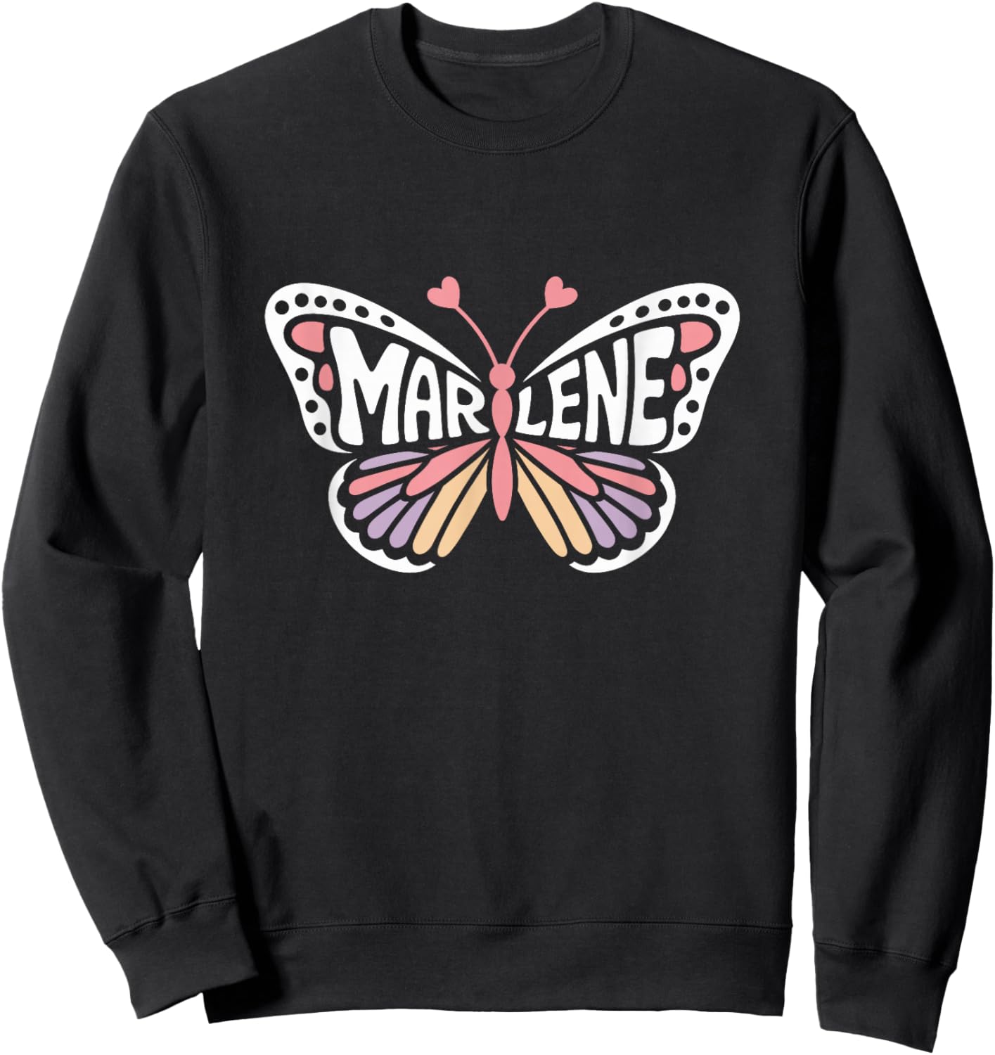 Marlene Butterfly - Personalized Cute Name Word Art Sweatshirt - Sweatshirt | Black