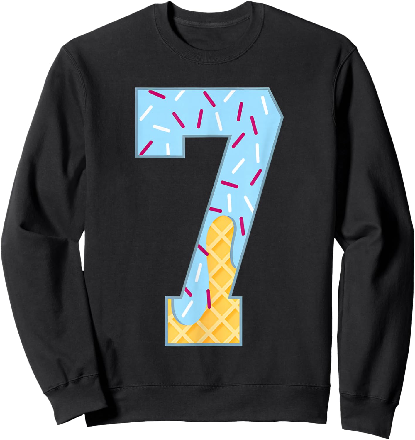 Number 7 Ice Cream Drip 67 Meme Couple Halloween Costume Sweatshirt - Sweatshirt | Black