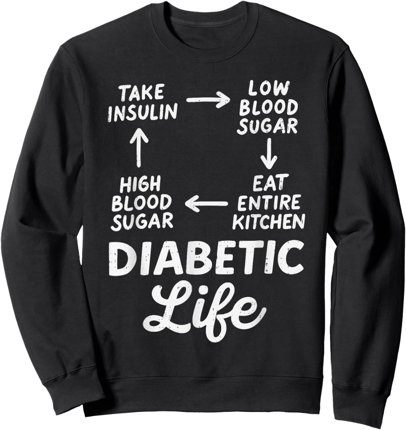 Funny Diabetic Type 1 Diabetes Awareness T1D Ribbon Blue Sweatshirt - Sweatshirt | Black