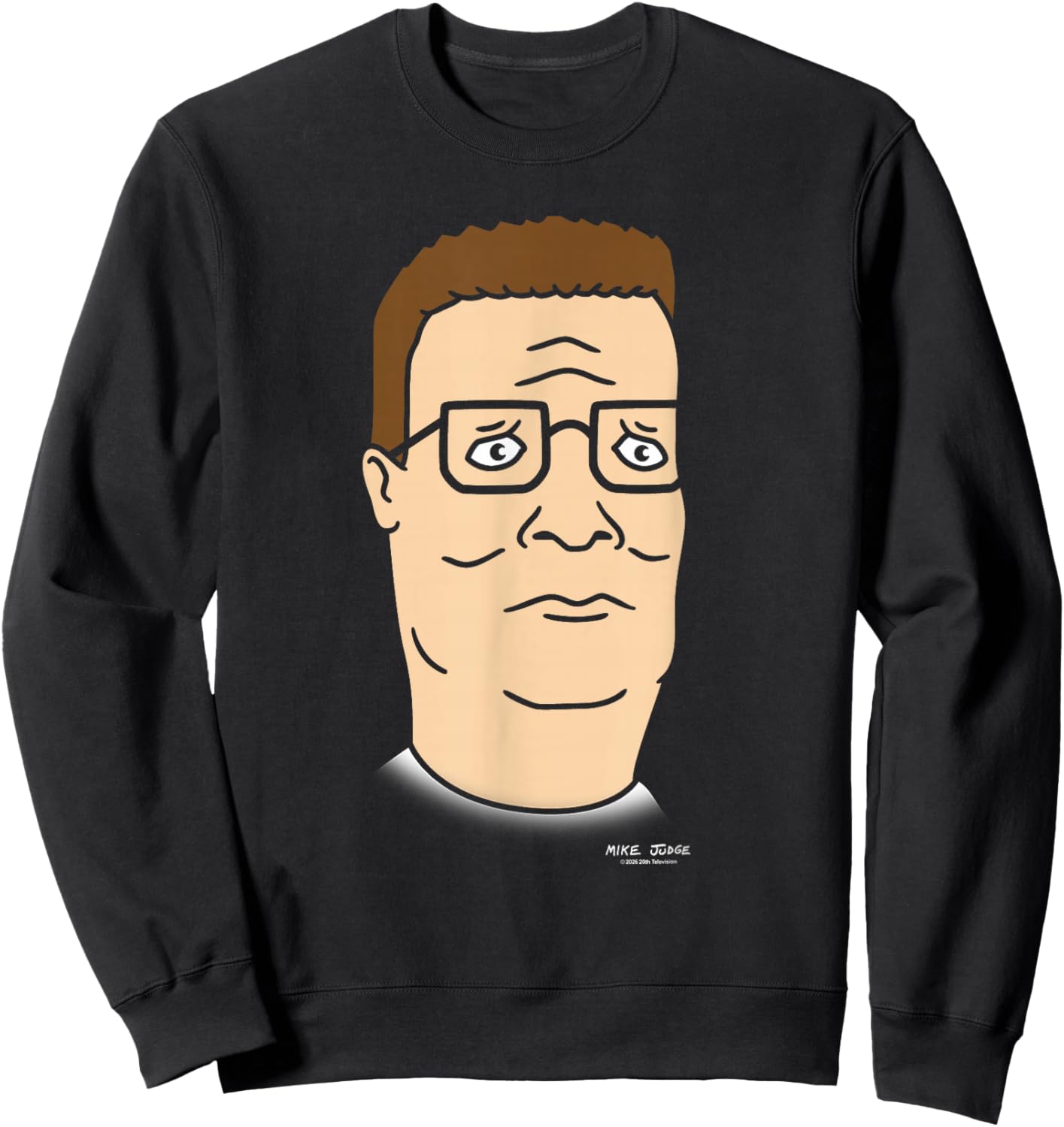 King of The Hill Hank Hill Oversized Portrait Retro Cartoon Sweatshirt - Sweatshirt | Black