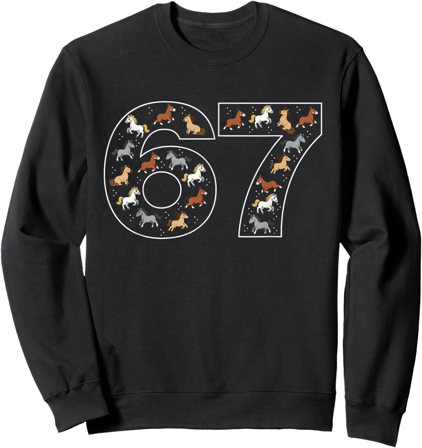 67 Six Seven Horse Equestrian Pony Riding Girl Sweatshirt - Sweatshirt | Black