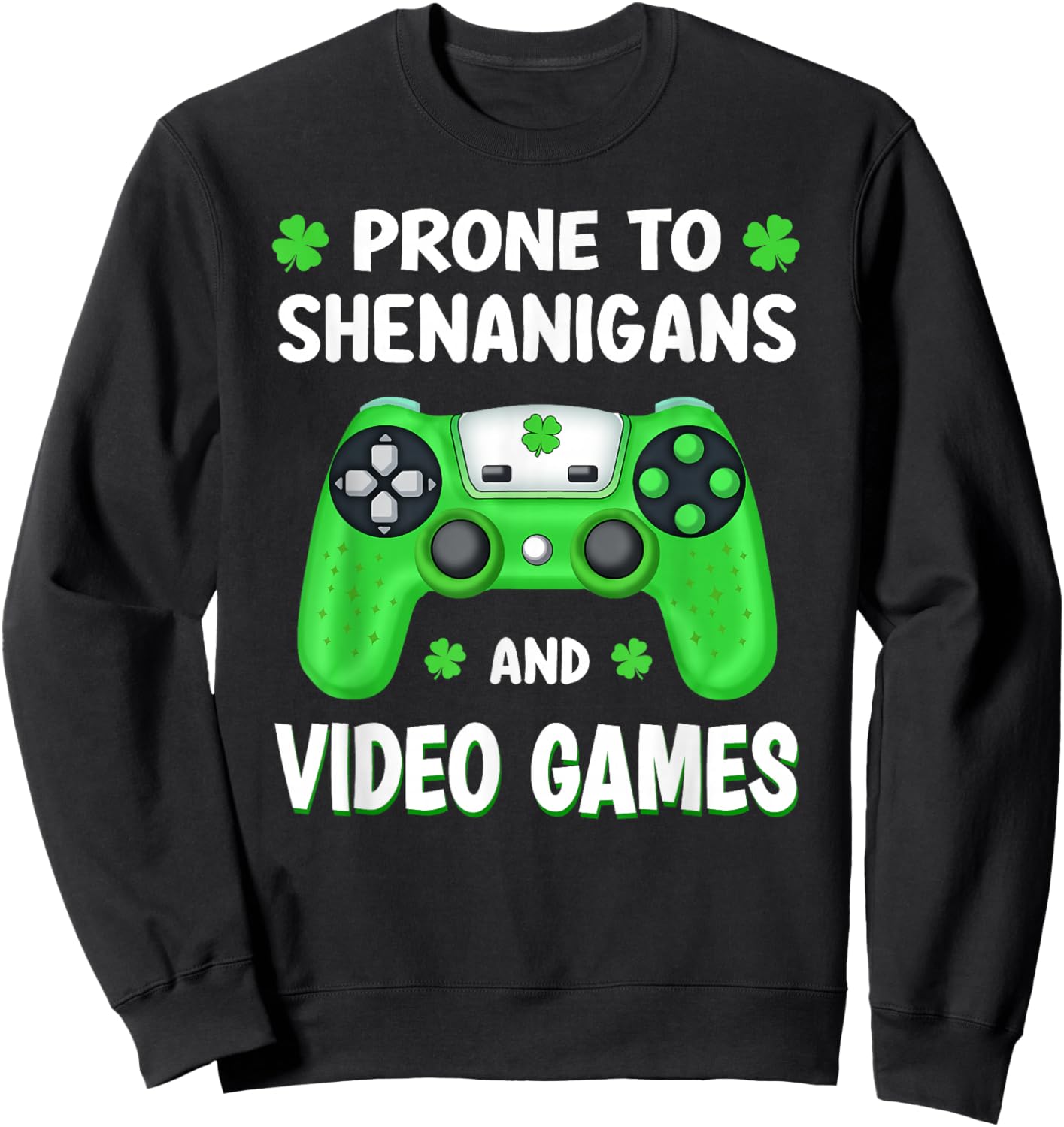 St Patricks Day Shamrock Gamer Shenanigans Irish Boys Men Sweatshirt - Sweatshirt | Black