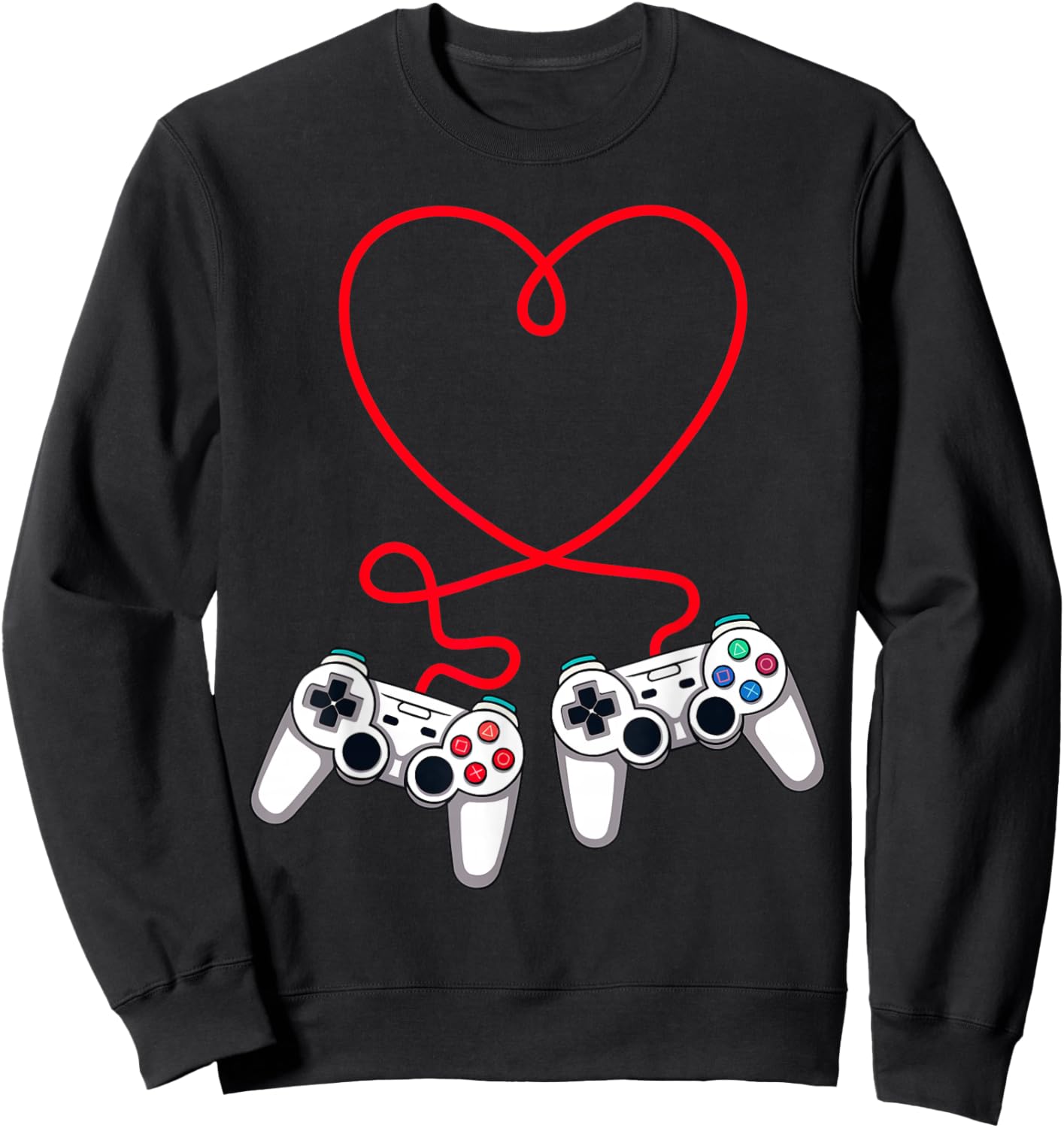 Video Gamer Valentines Day Controllers Heart Teens Boys Kids Sweatshirt - Sweatshirt | Black