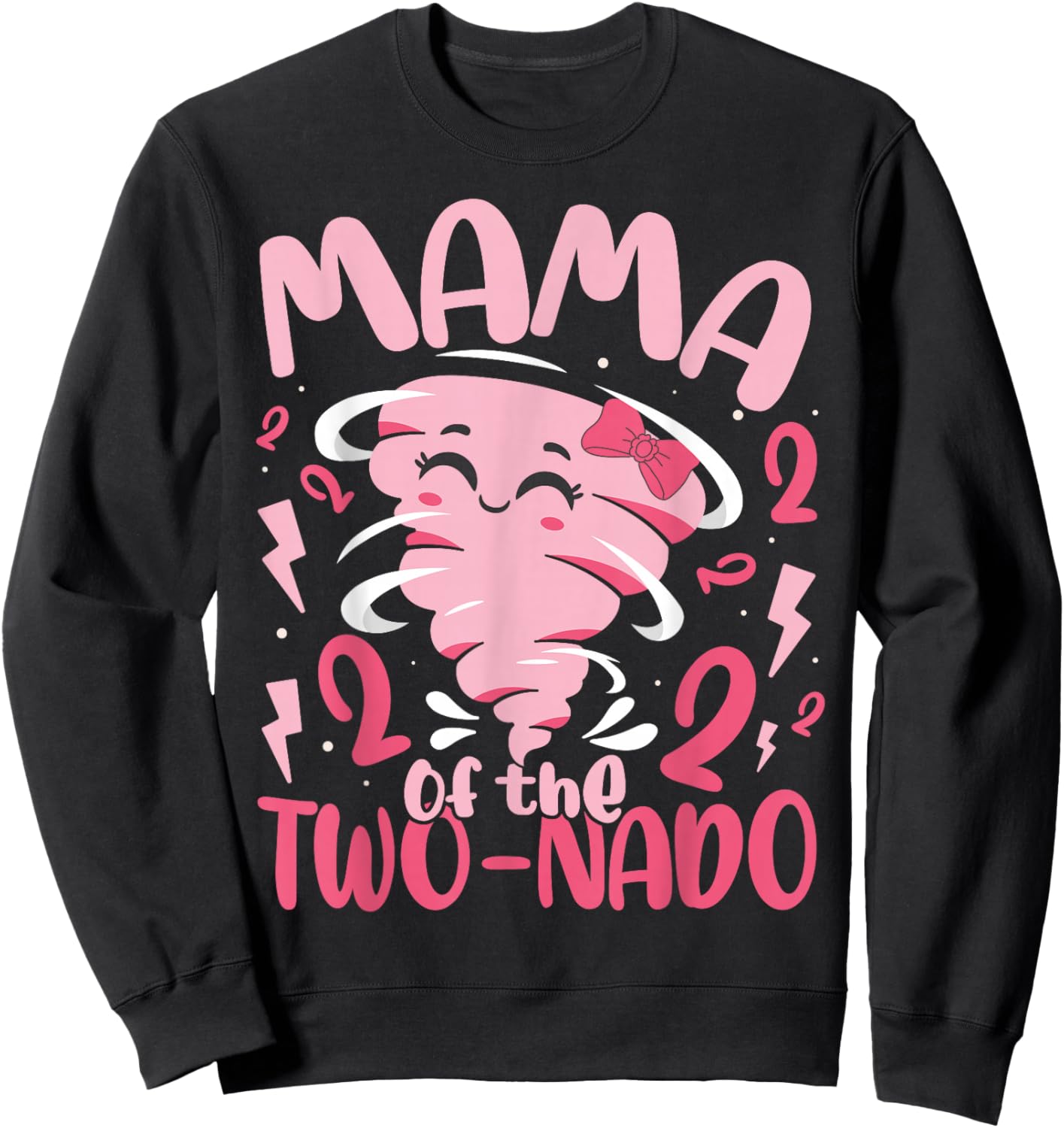 Mama of The Two-nado Tornado Themed 2nd Birthday Party Kids Sweatshirt - Sweatshirt | Black