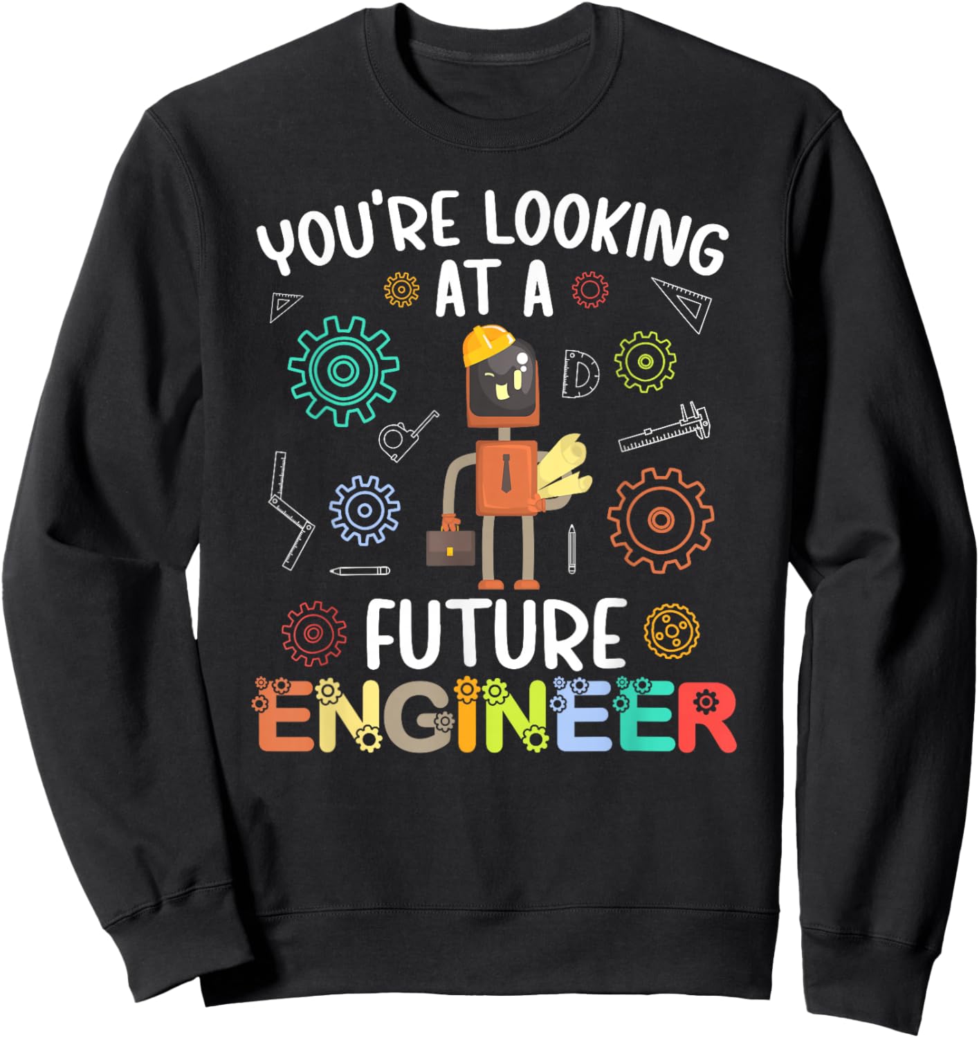 Funny Future Engineer Boy Robotics Engineering Robot Sweatshirt - Sweatshirt | Black