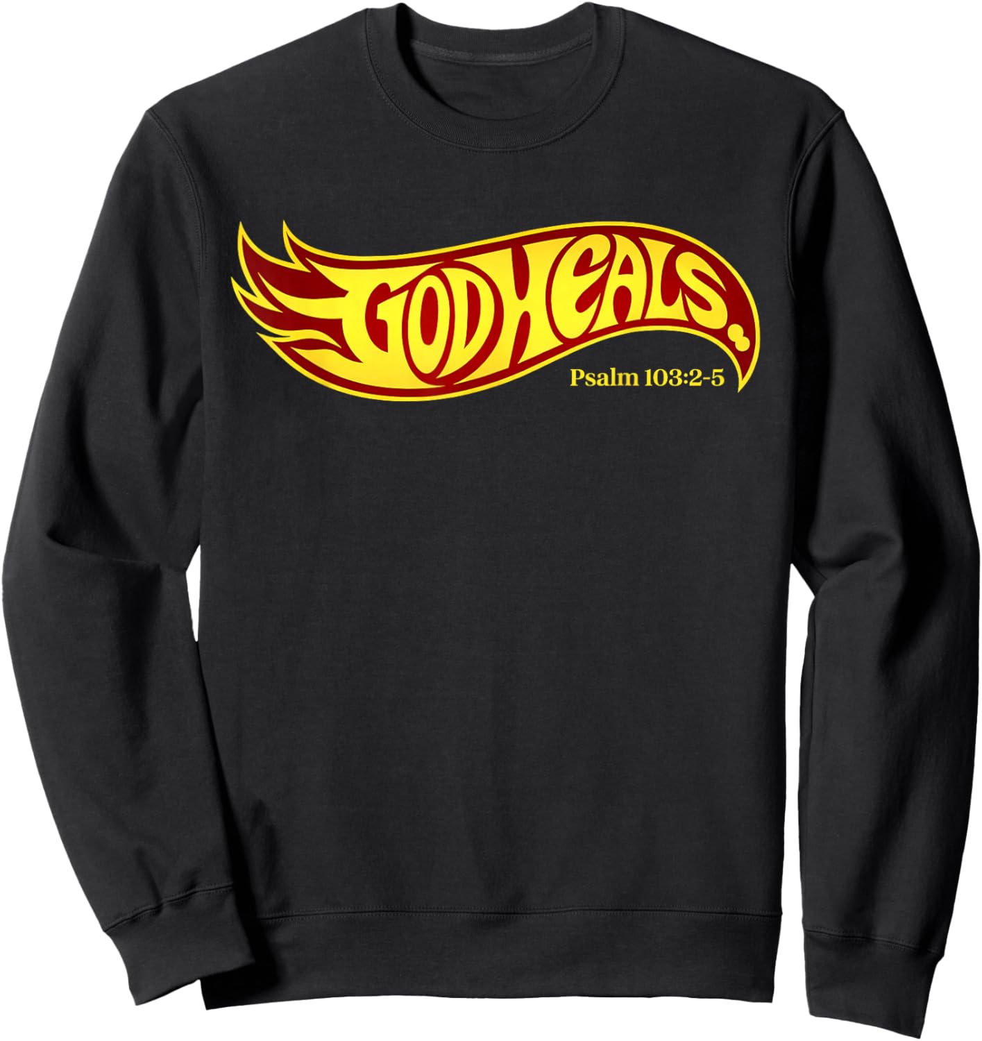 God Heals Faith Message Vintage Swoosh Psalm 103 2 5 Retro Sweatshirt - Sweatshirt | Black