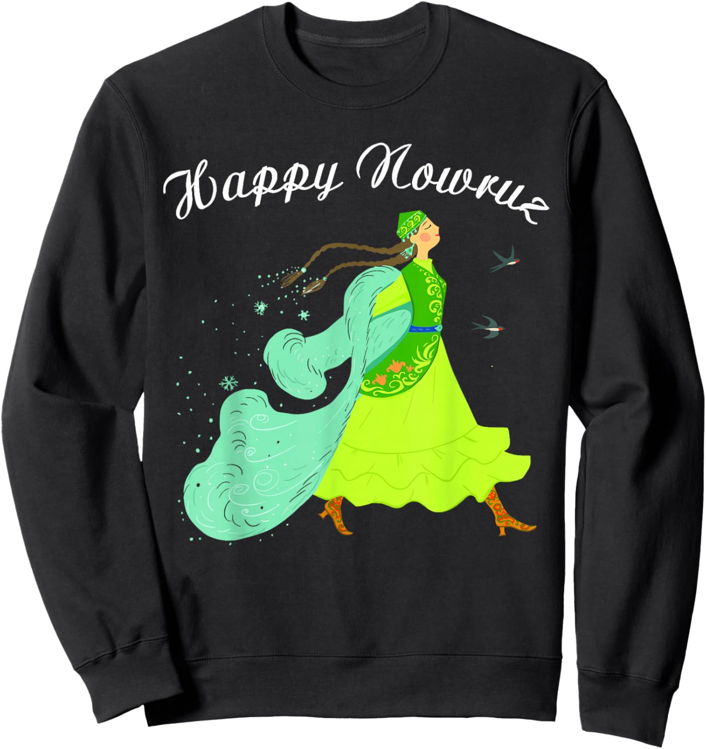 Happy Nowruz Persian New Year Party Dance Girl Women Costume Sweatshirt - Sweatshirt | Black