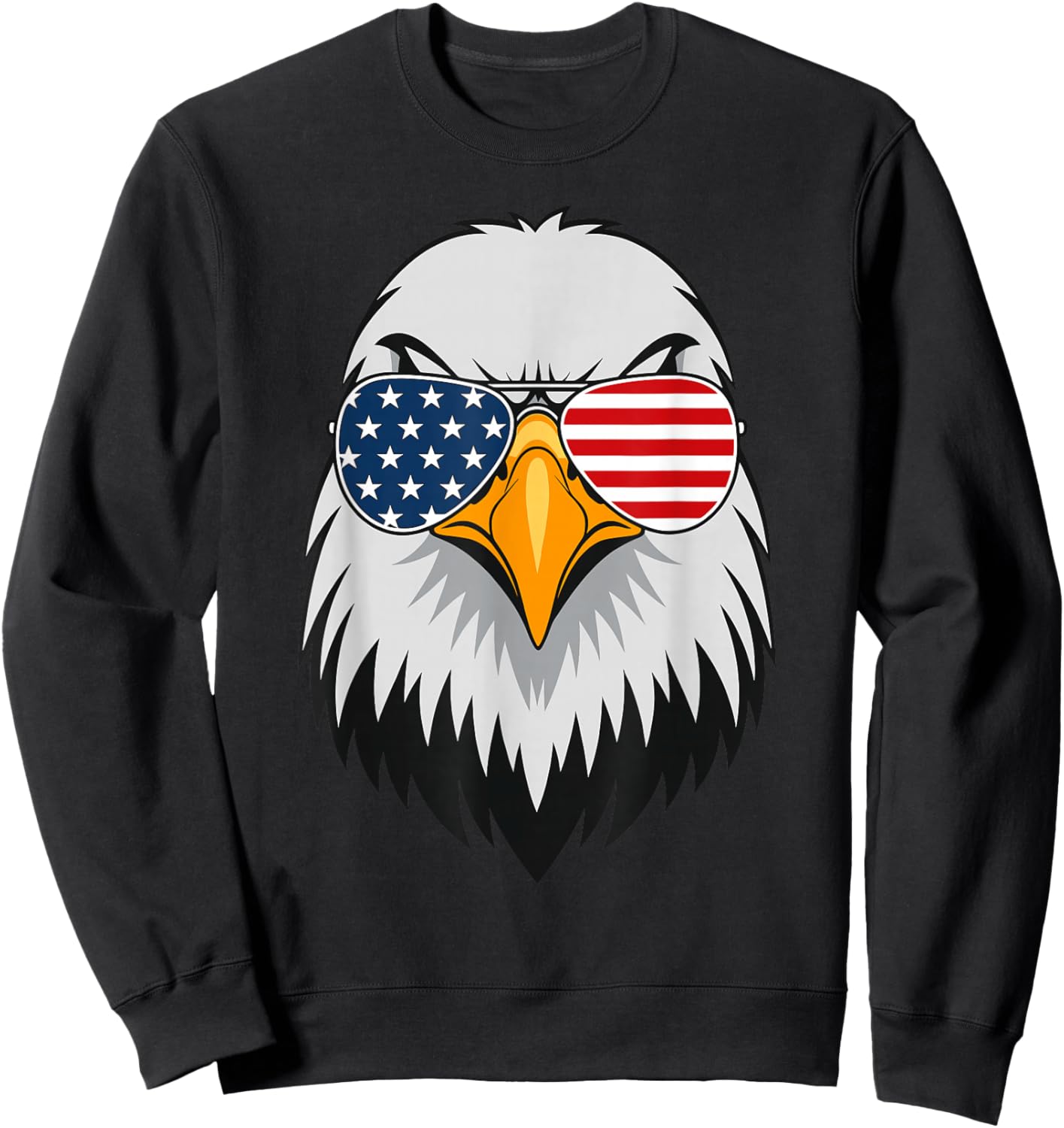 Eagle Animal Graphic with USA Sunglasses Sweatshirt - Sweatshirt | Black