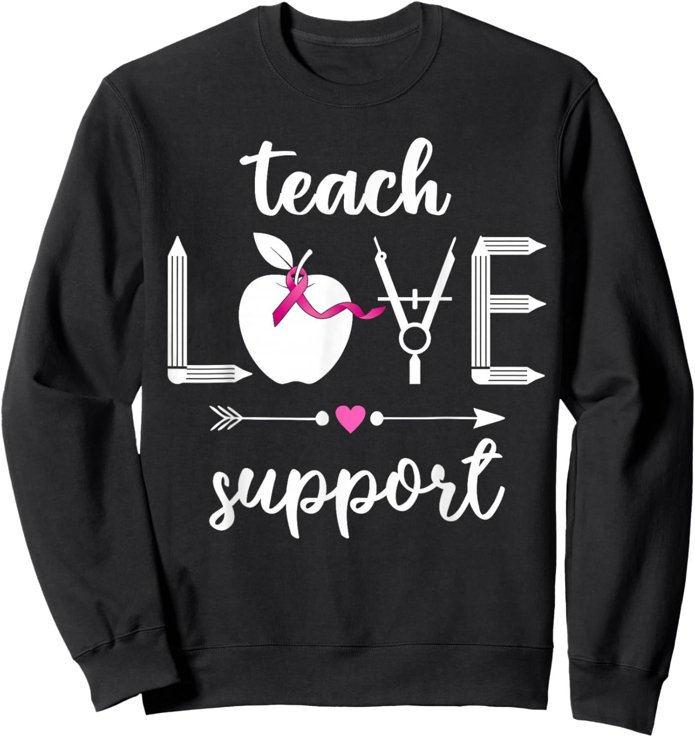 Math Teacher Breast Cancer Awareness Men Women Sweatshirt - Sweatshirt | Black