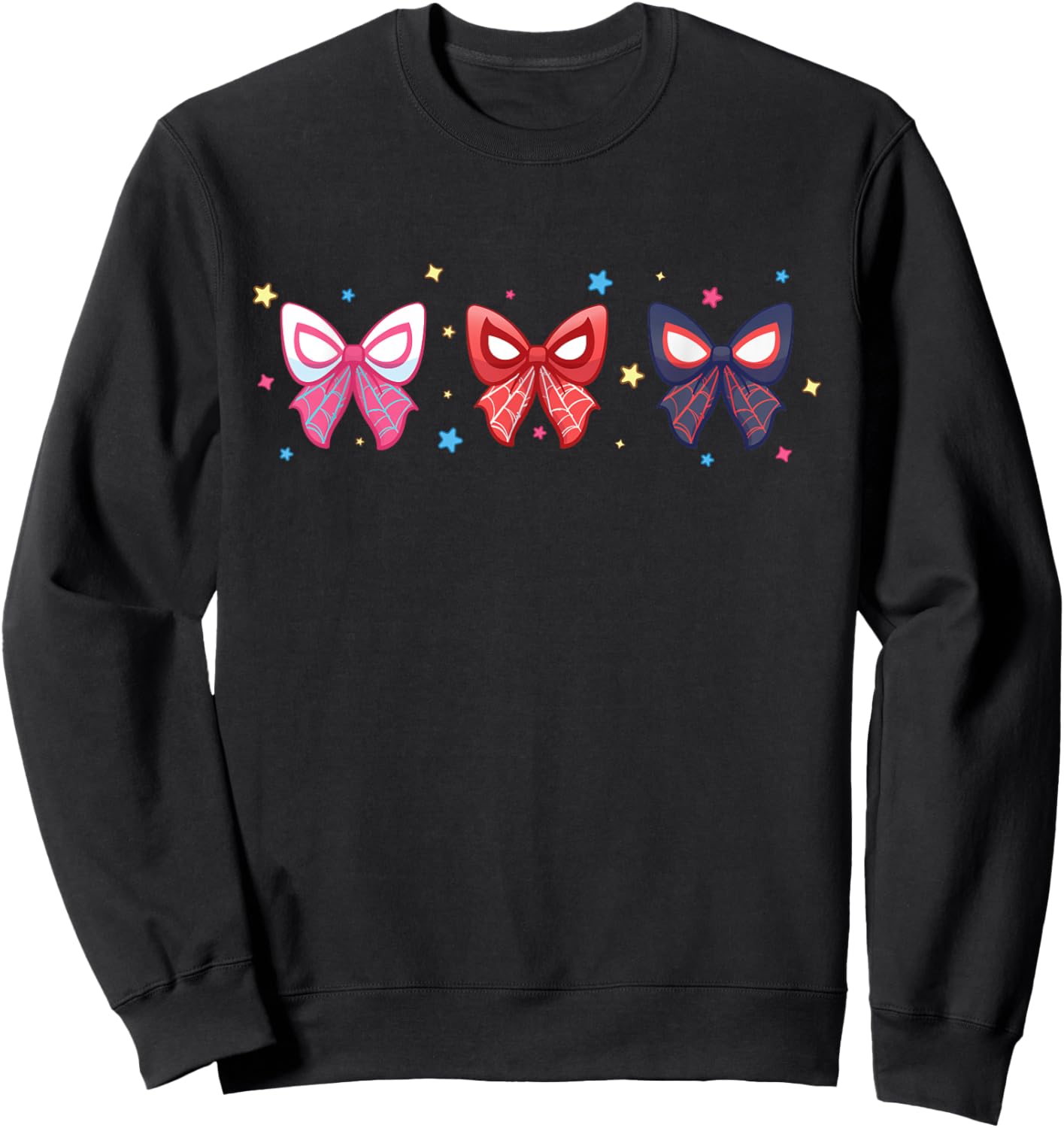 Marvel Spider-Man and Ghost-Spider Trio Cute Coquette Bows Sweatshirt - Sweatshirt | Black