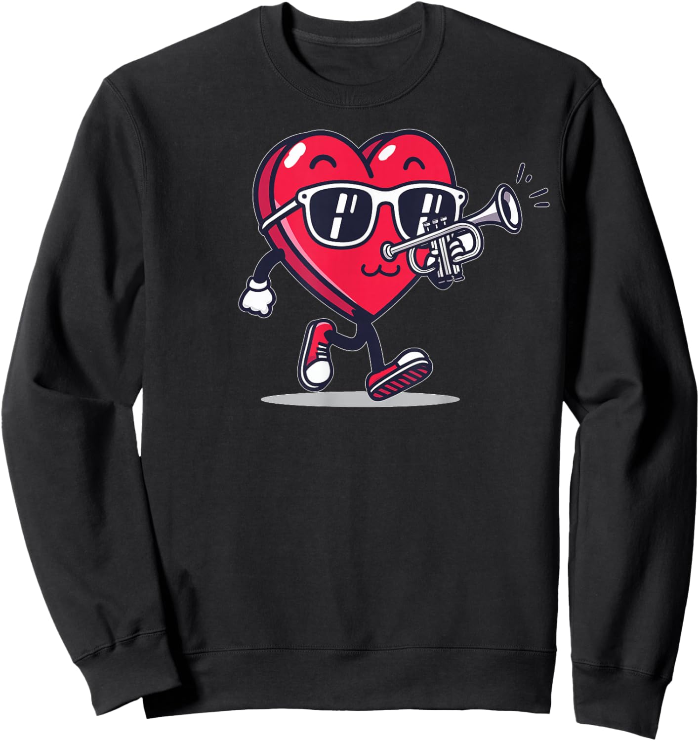 Trumpet Heart Player Trumpetist Valentine's Day Sunglasses Sweatshirt - Sweatshirt | Black