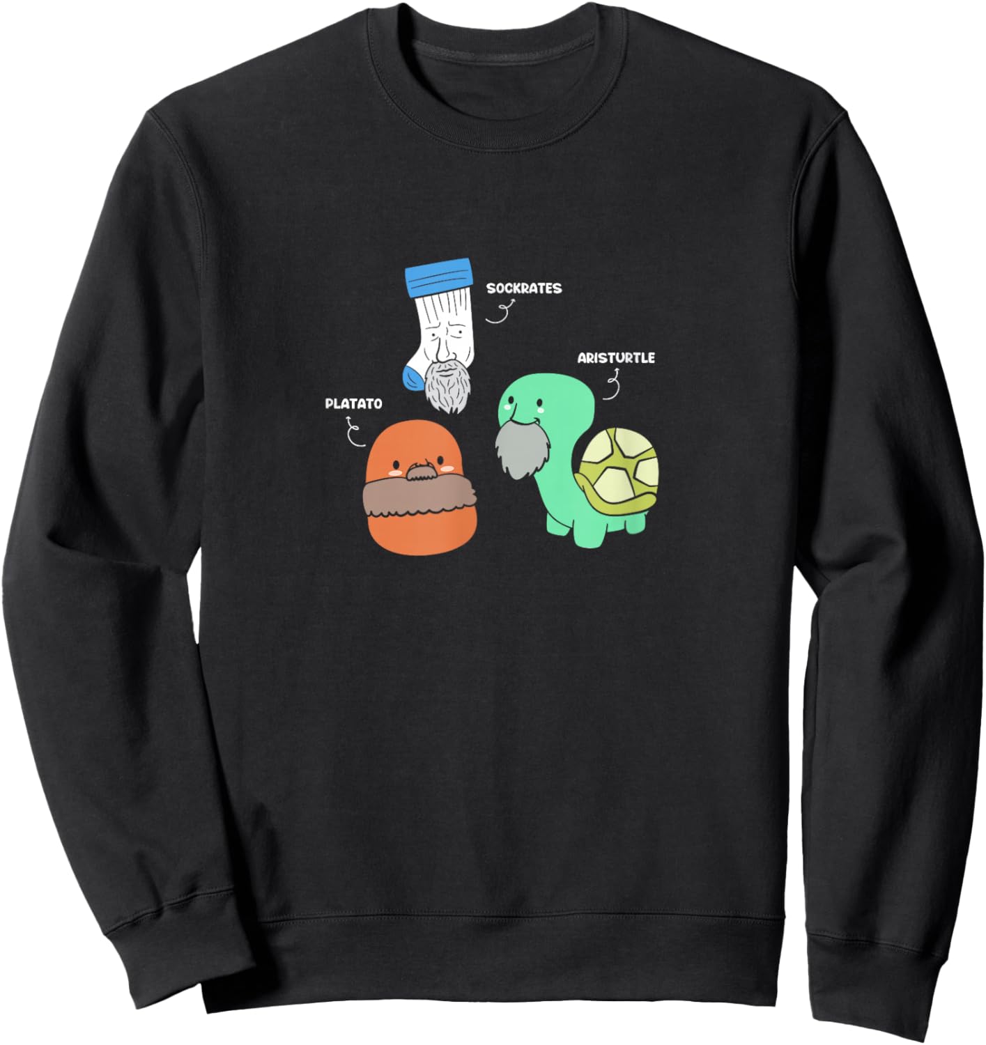 Sockrate Platato Aristurtle Philosophers Funny Philosophy Sweatshirt - Sweatshirt | Black