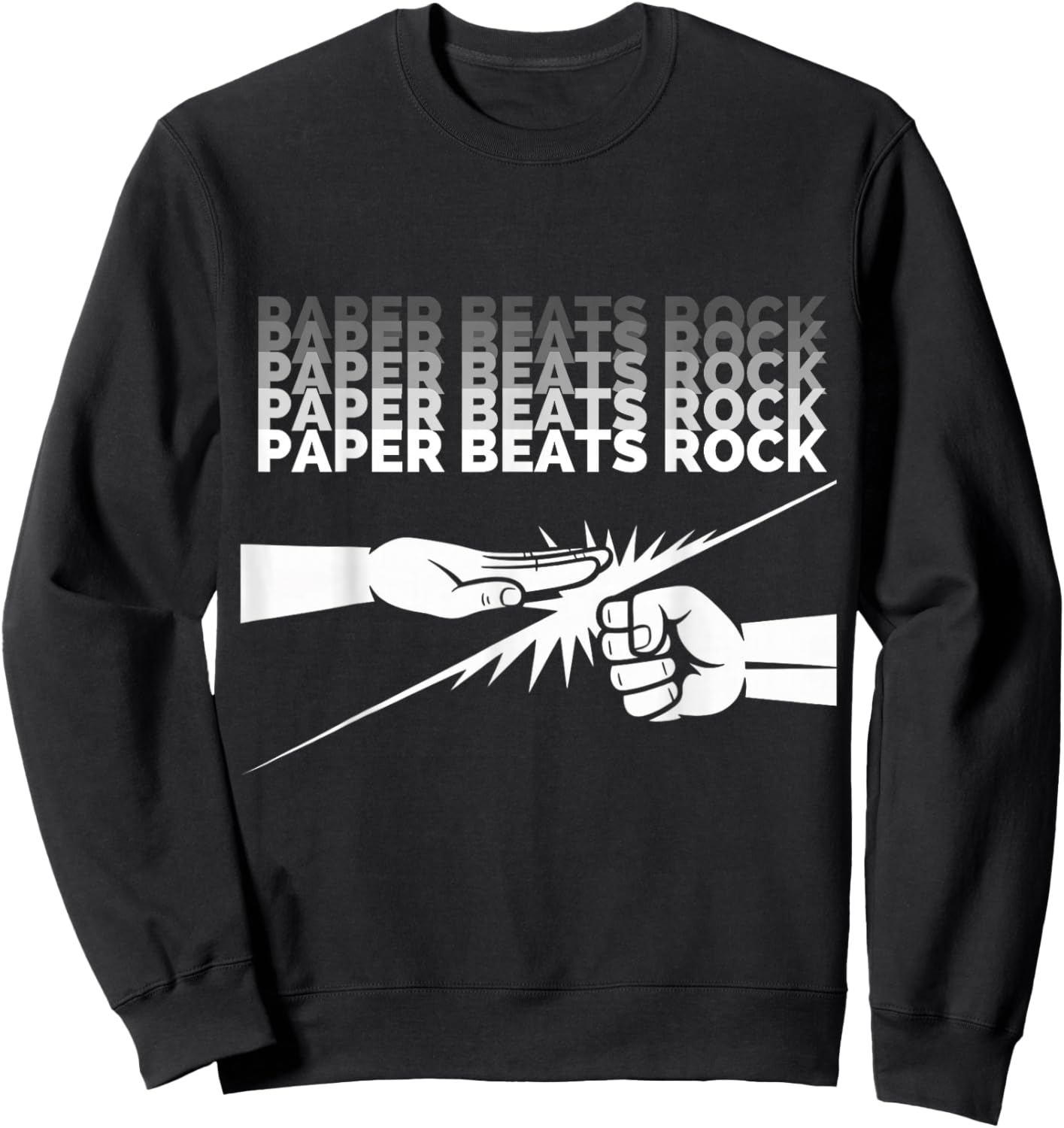 Funny Paper Beats Rock Saying Humor Retro Gaming Style Sweatshirt - Sweatshirt | Black