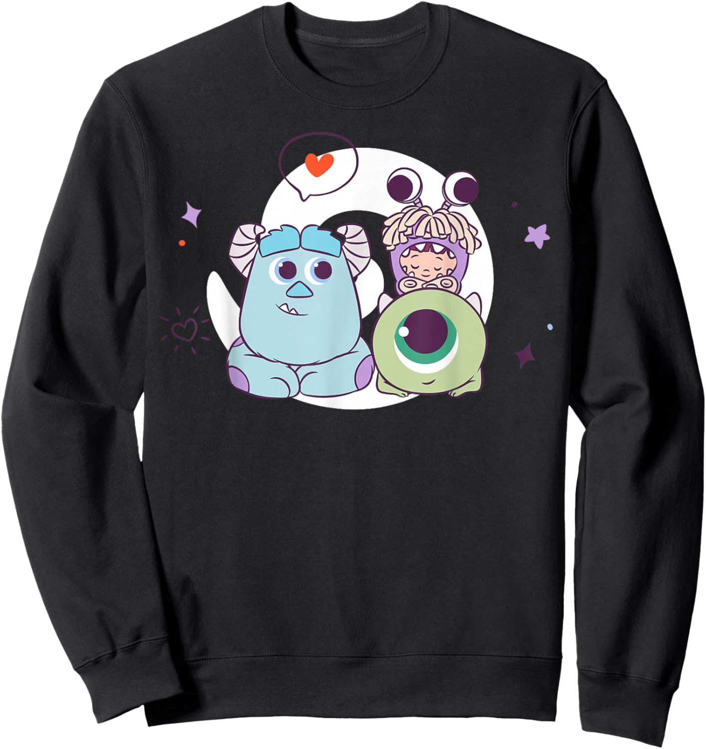 Disney Pixar Monsters Inc Sully Mike and Boo Cute Chibi Sweatshirt - Sweatshirt | Black