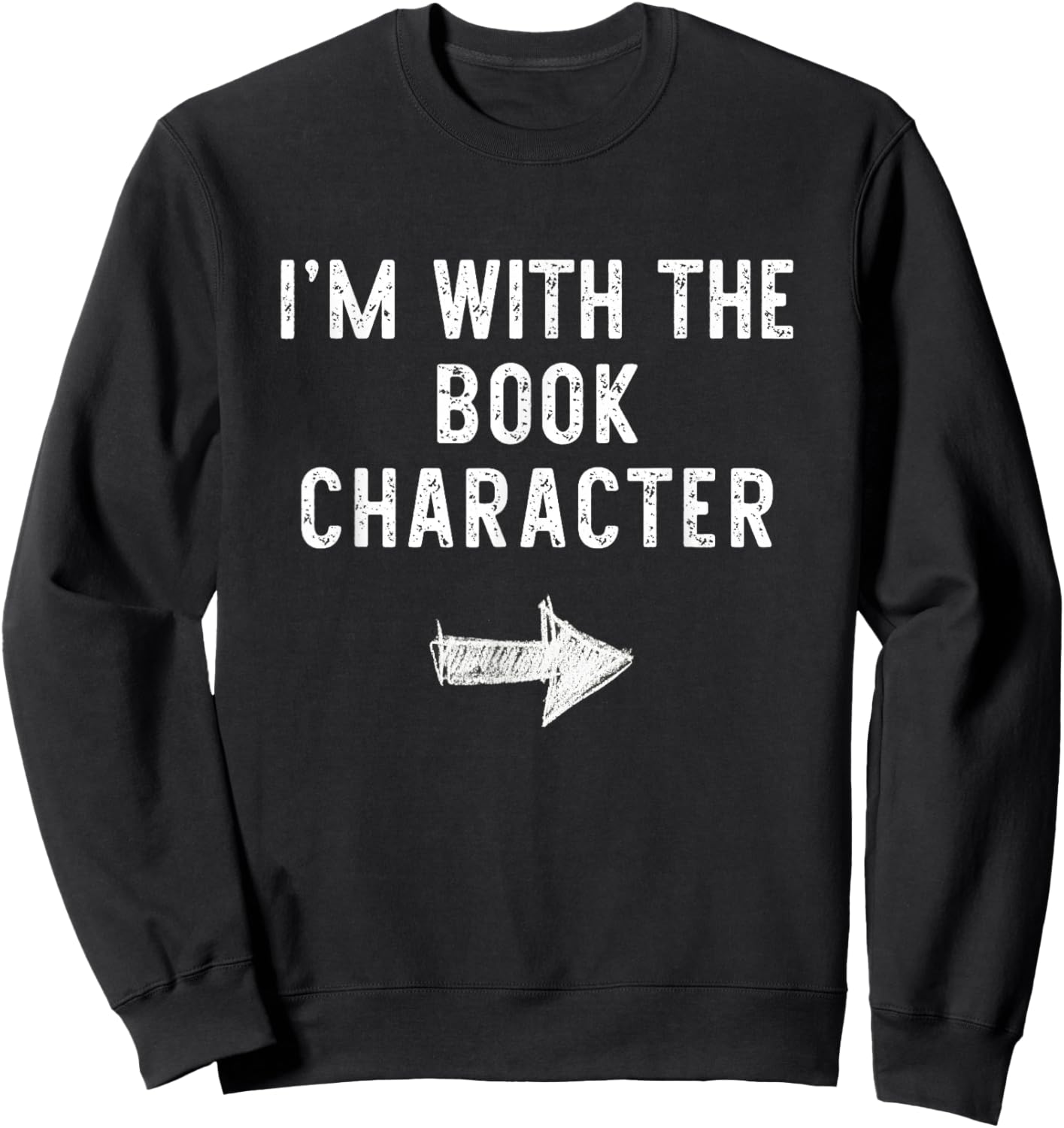I’m with The Book Character Funny Halloween Couple Costume Sweatshirt - Sweatshirt | Black