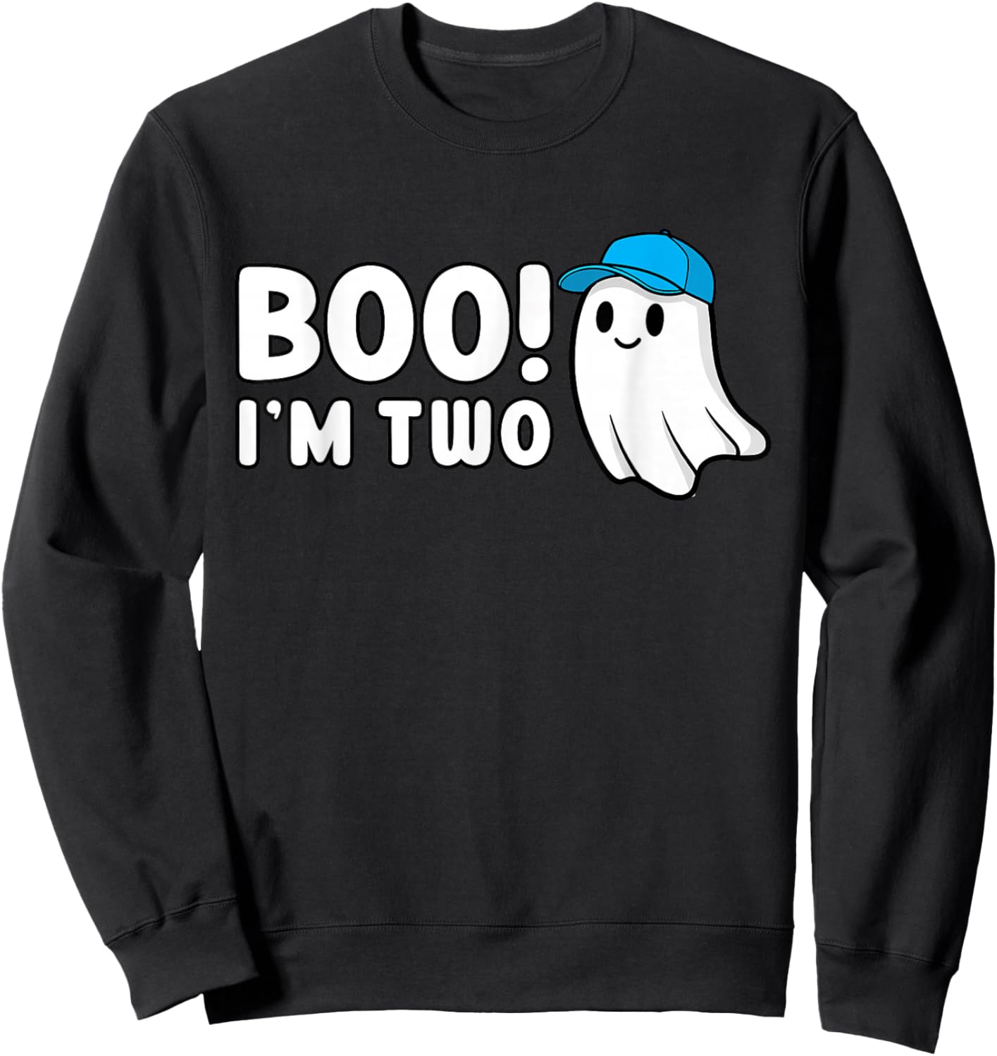 Boo Im Two 2nd Birthday 2 Year Old Boy Ghost Cute Halloween Sweatshirt - Sweatshirt | Black