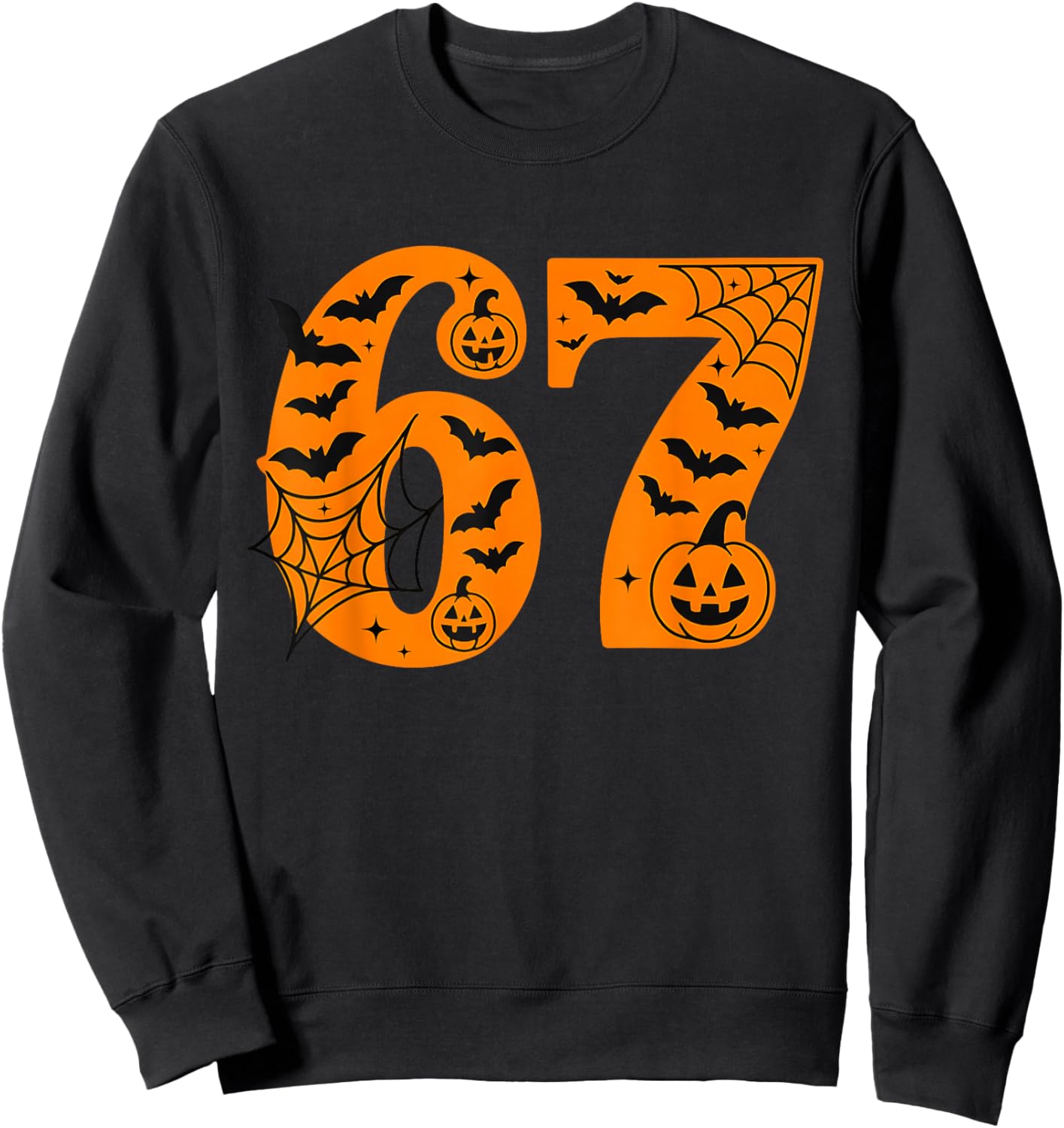 67 Halloween Six Seven Brainrot Meme Boys Kids Funny 6 7 Sweatshirt - Sweatshirt | Black