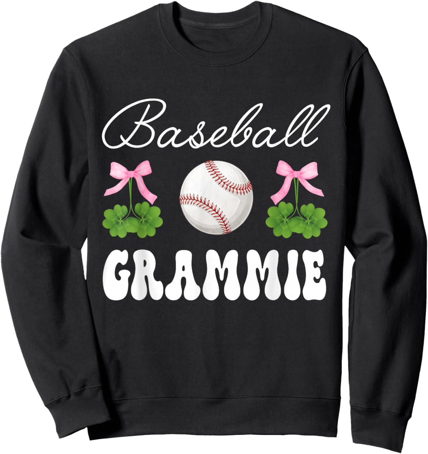 Funny Baseball Grammie Shamrock St Patrick's Day Sweatshirt - Sweatshirt | Black