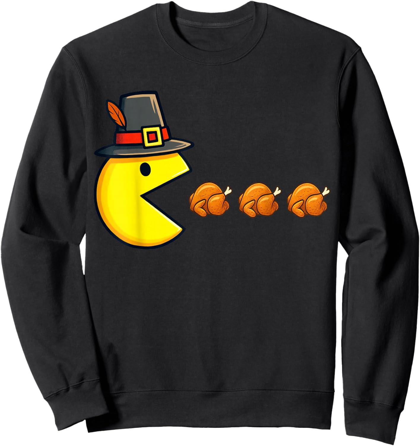 Thanksgiving Video Game Eating Turkey Gamer Men Women Kids Sweatshirt - Sweatshirt | Black