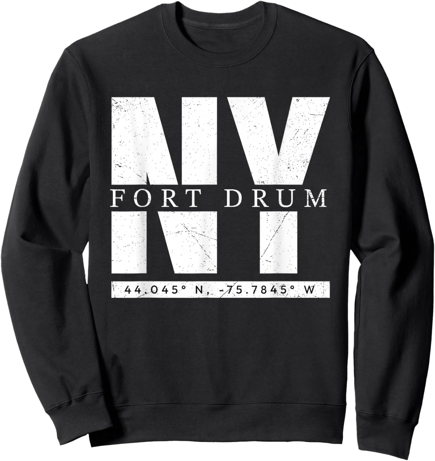 Fort Drum, NY Retro Urban Style Coordinates Sweatshirt - Sweatshirt | Black