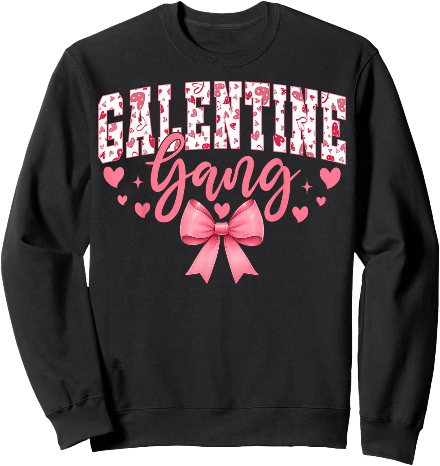 Galentine Gang Coquette Bow Cute Valentine Sweatshirt - Sweatshirt | Black
