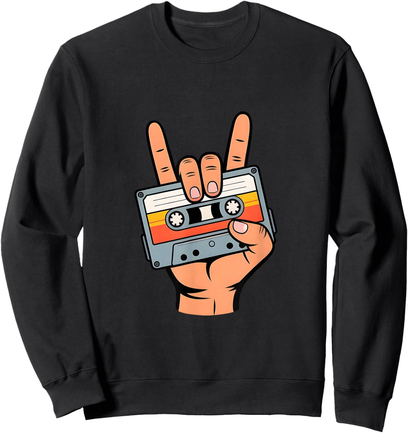 Retro Cassette Tape Design for 80s & 90s Nostalgia Sweatshirt - Sweatshirt | Black