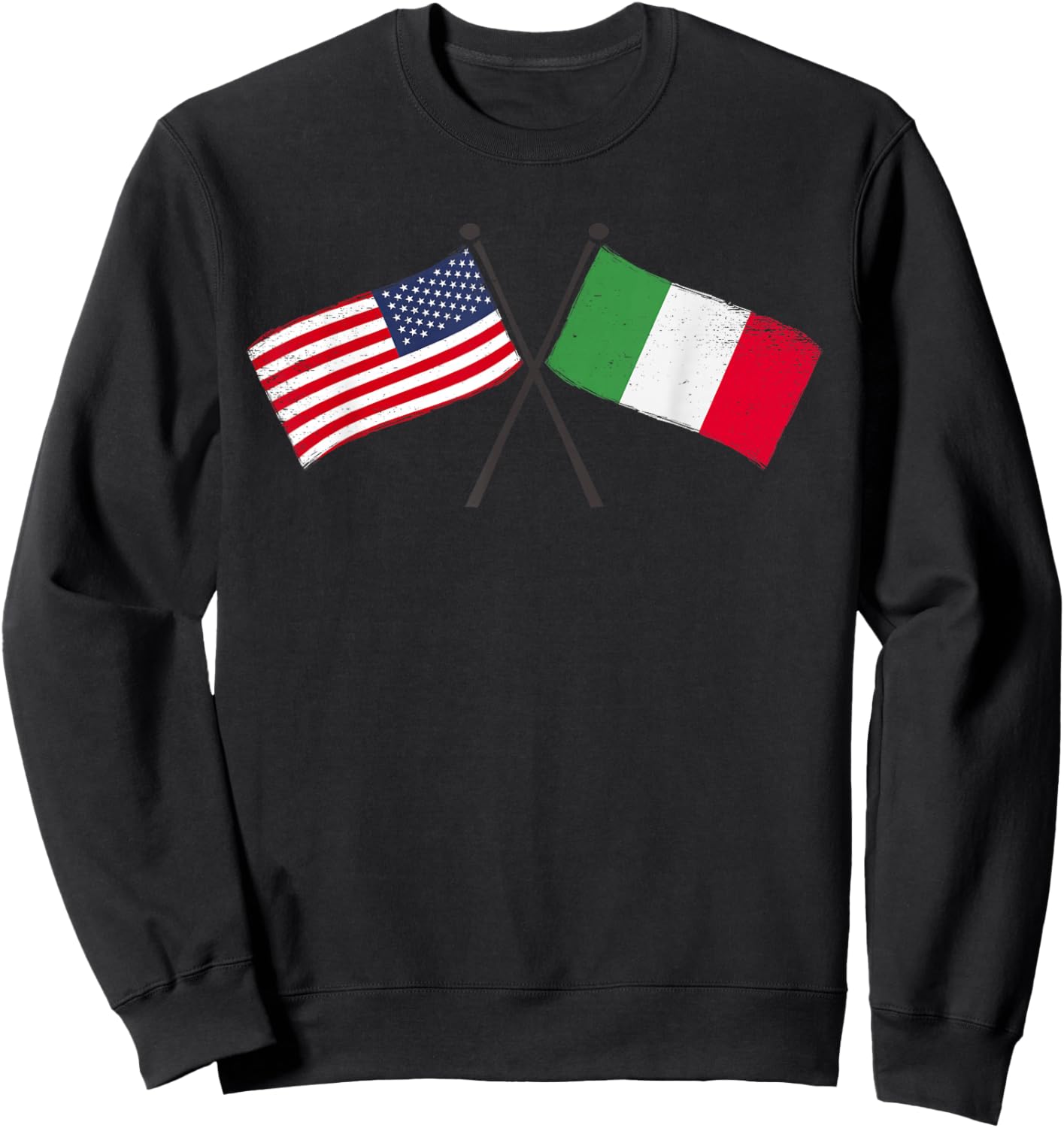 USA Italy Crossed Flags American Italian Friendship Sweatshirt - Sweatshirt | Black