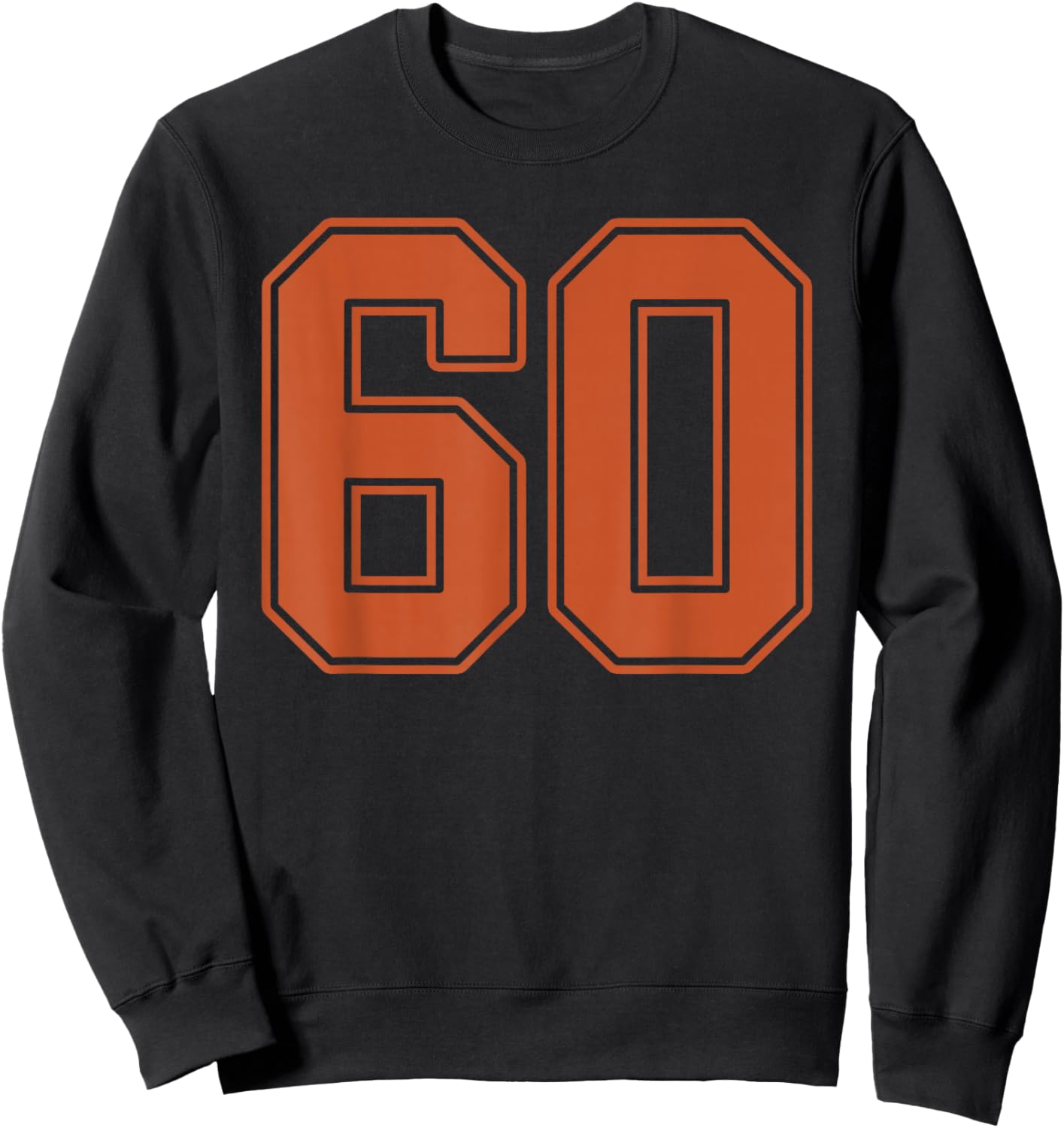 Burnt Orange Number 60 Jersey Player Uniform #60 Sweatshirt - Sweatshirt | Black
